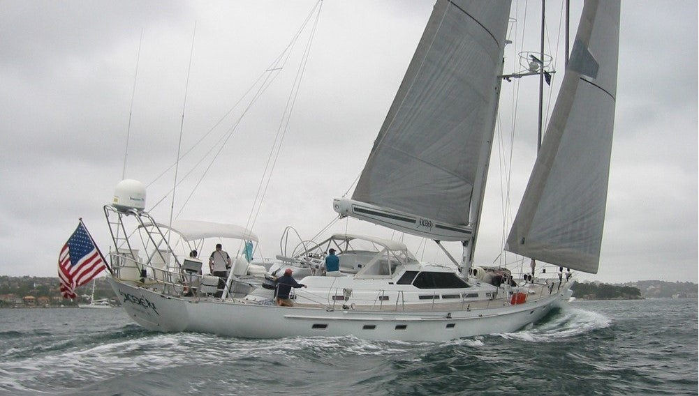 a boat sailing on the sea aboard SORCERER II Yacht for Sale
