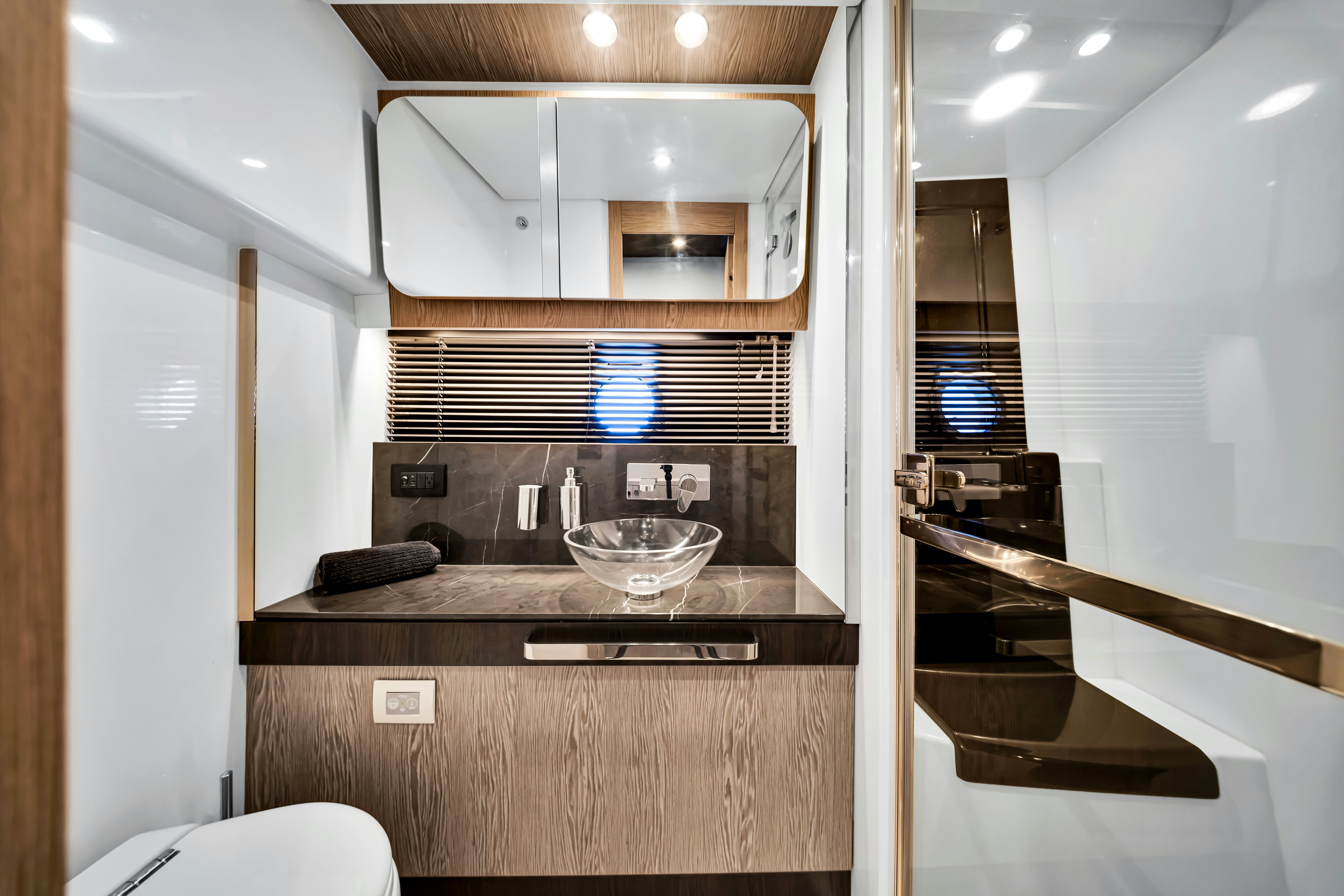 a kitchen with a sink and a stove aboard AMF Yacht for Sale