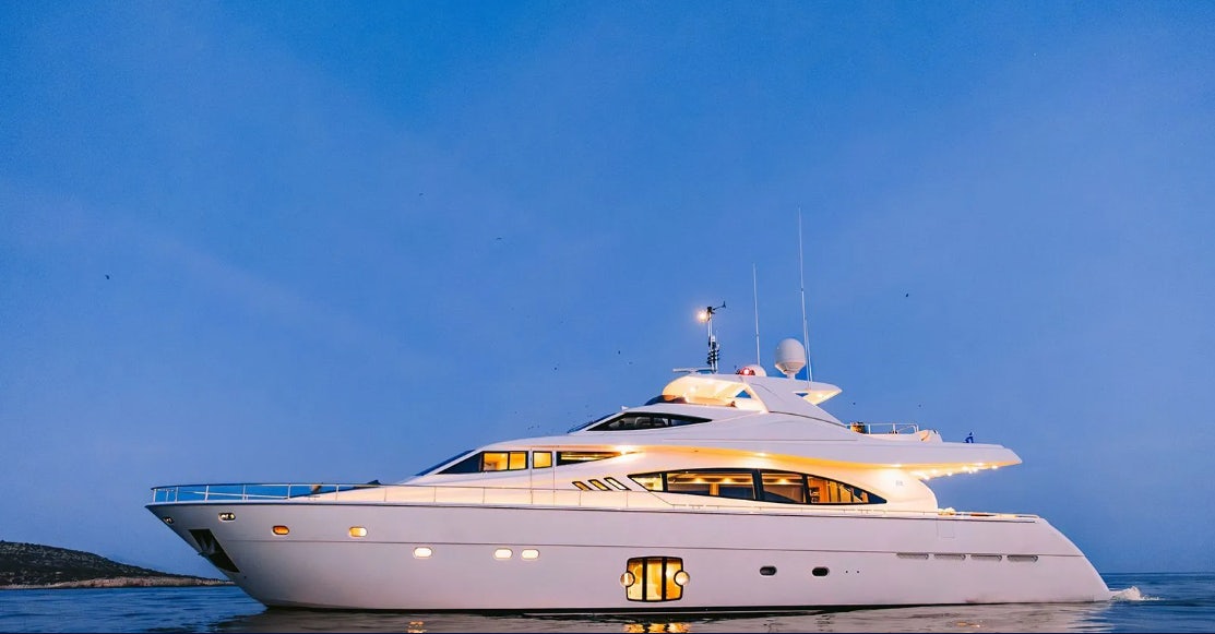 a white yacht on the water aboard MELI Yacht for Charter