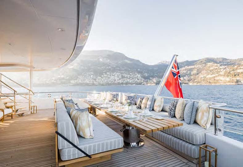 a boat on a deck aboard HBC Yacht for Sale