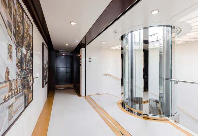 a large glass shower unit in a bathroom aboard HBC Yacht for Sale