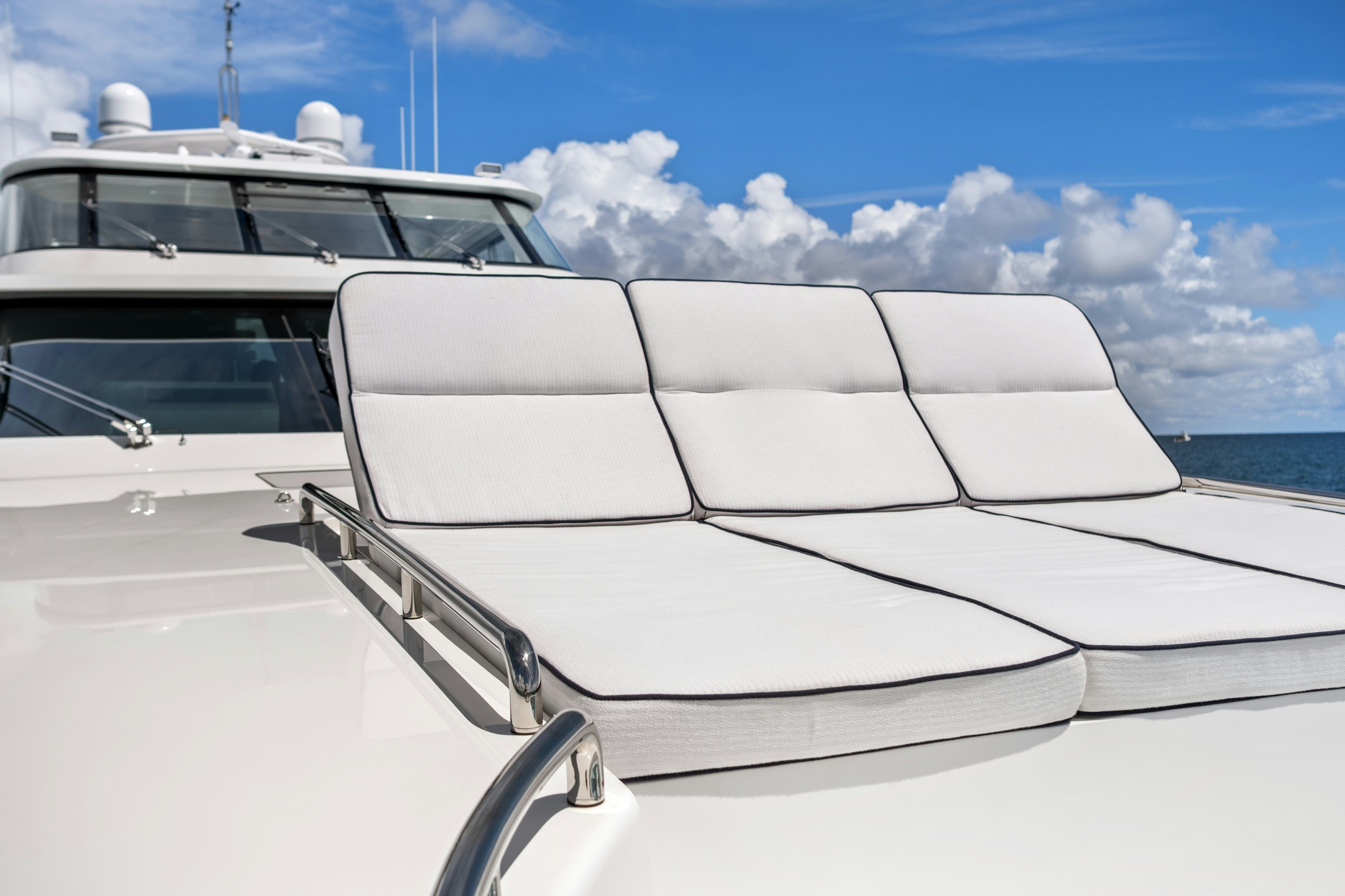 a white yacht on the water aboard MISS MICHELLE Yacht for Sale