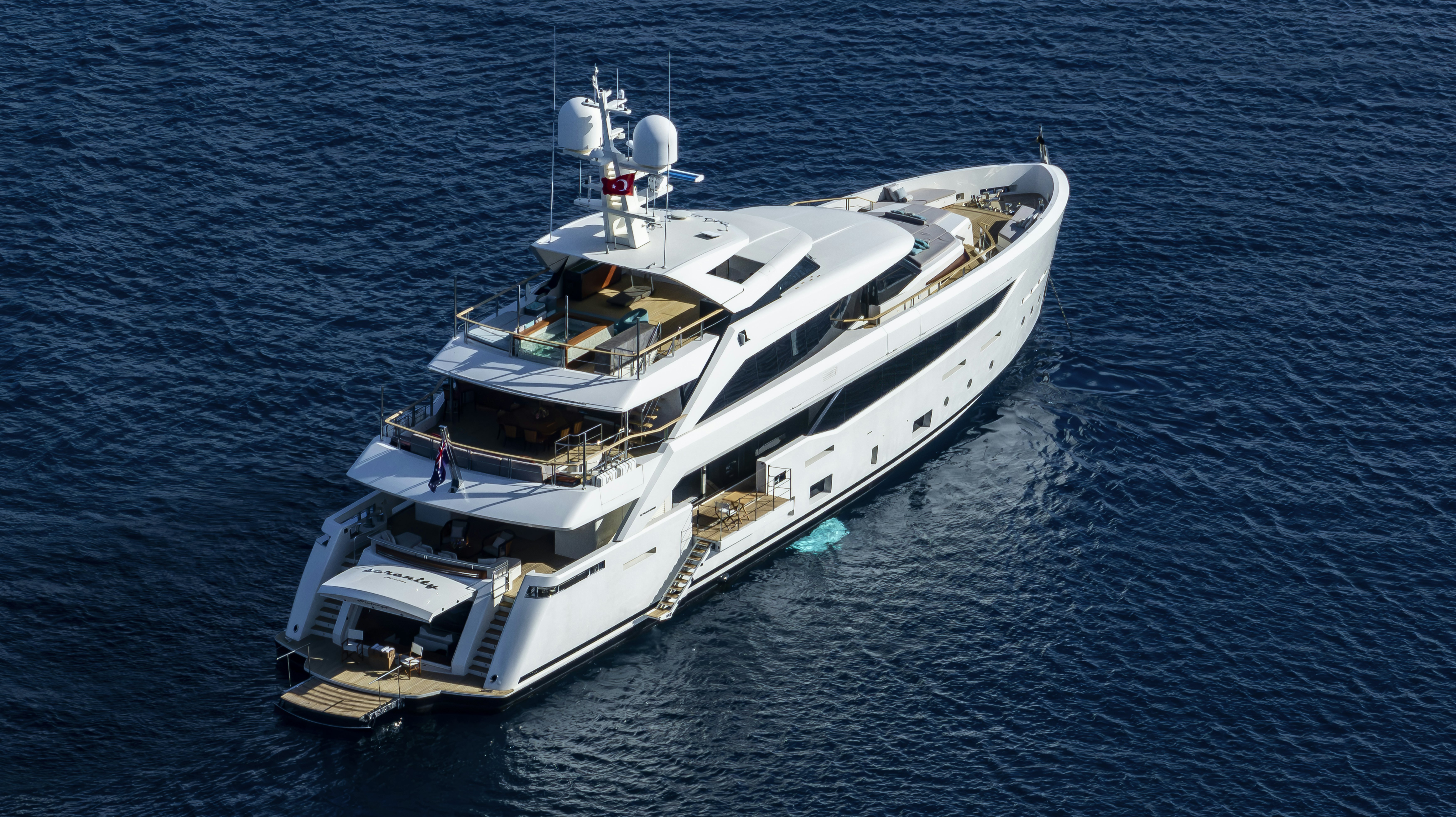 a ship in the water aboard SERENITY Yacht for Sale