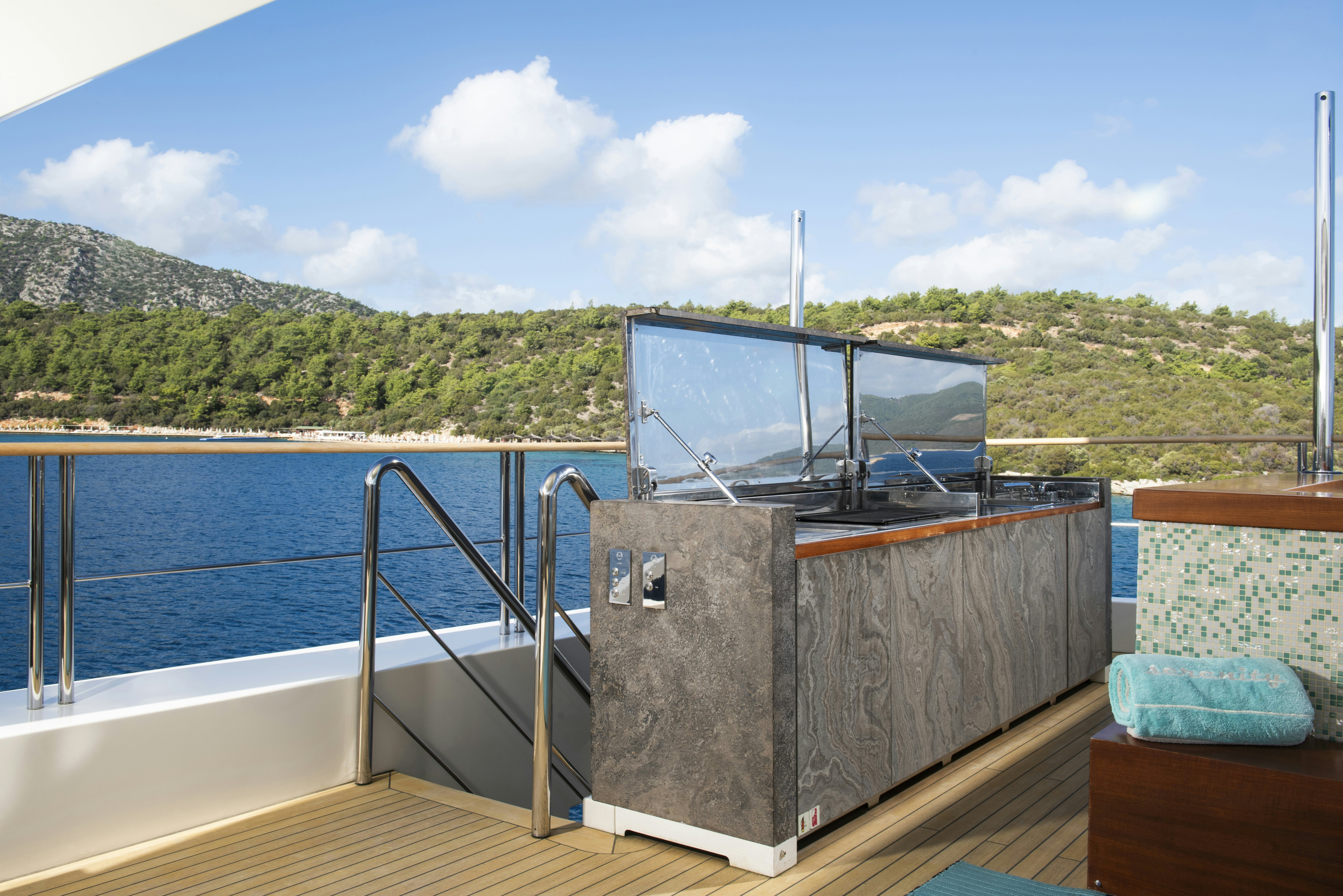 a boat on a body of water aboard SERENITY Yacht for Sale