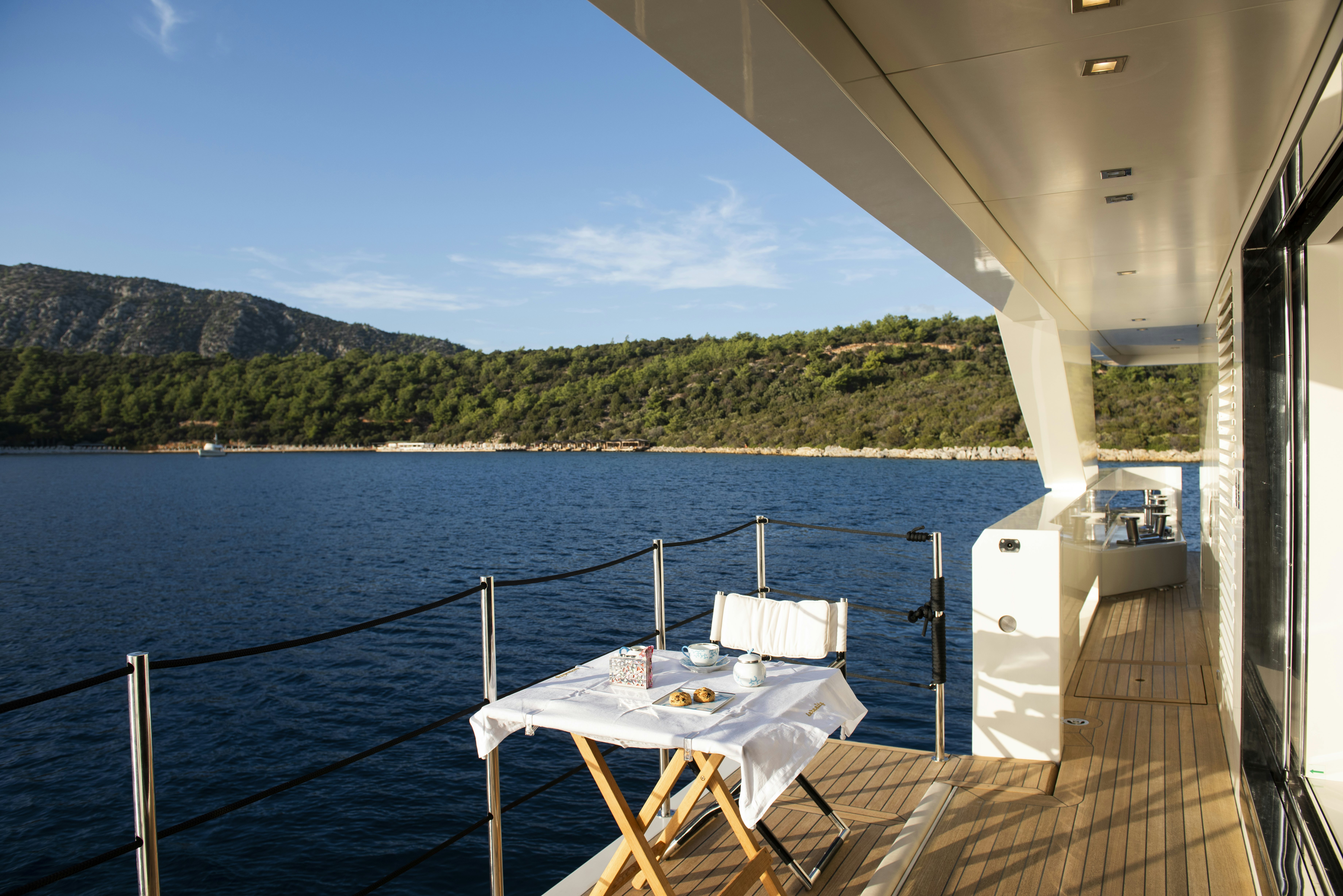 a boat on a body of water aboard SERENITY Yacht for Sale