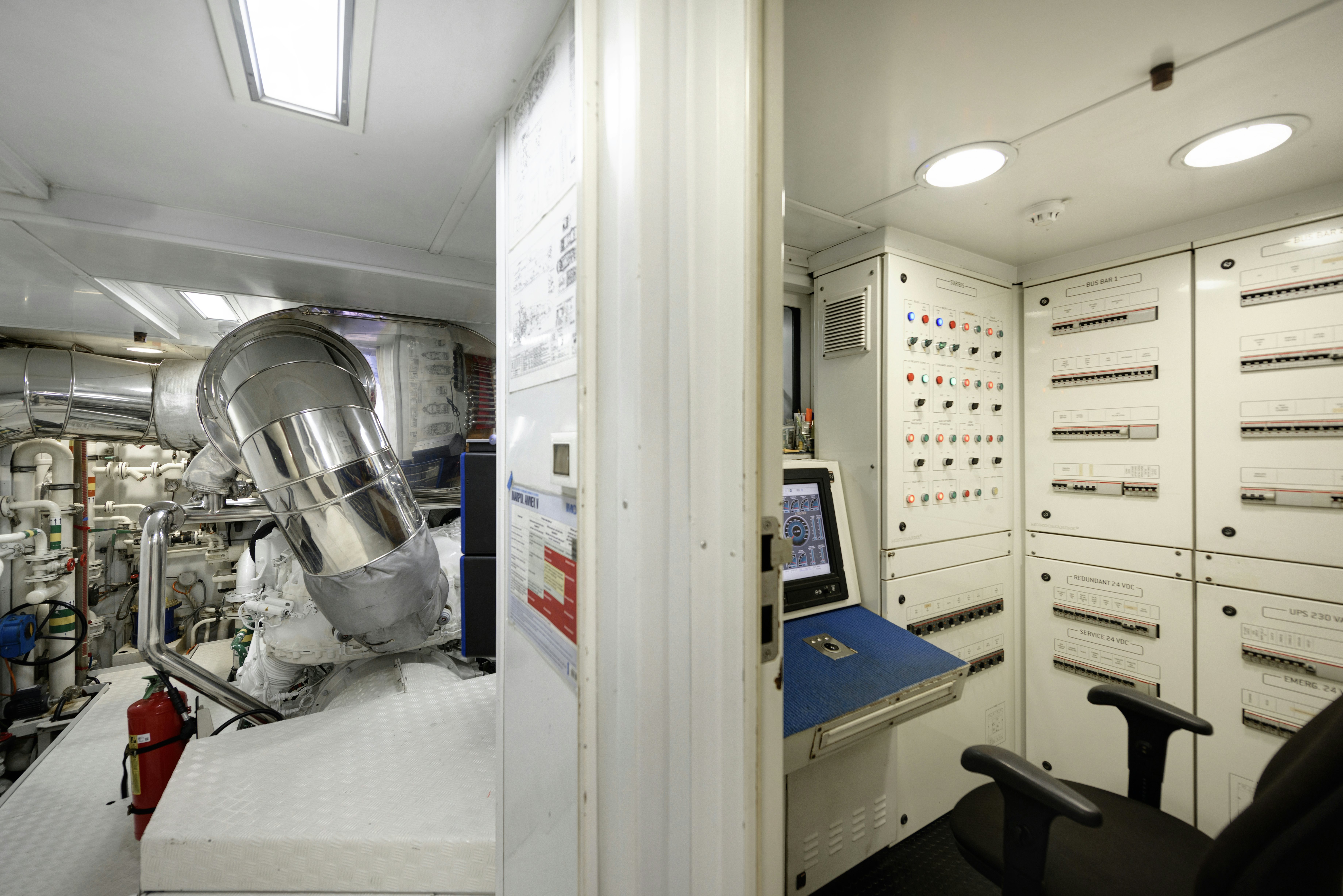 a room with equipment and equipment aboard SERENITY Yacht for Sale