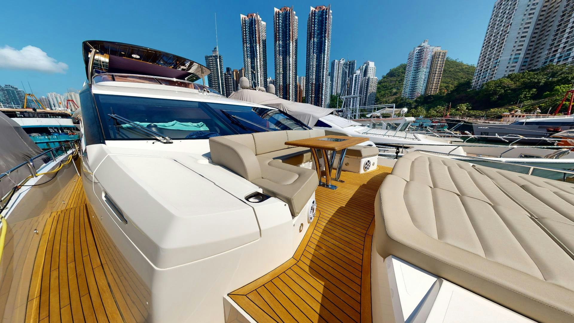 a boat in a harbor aboard A & K Yacht for Sale