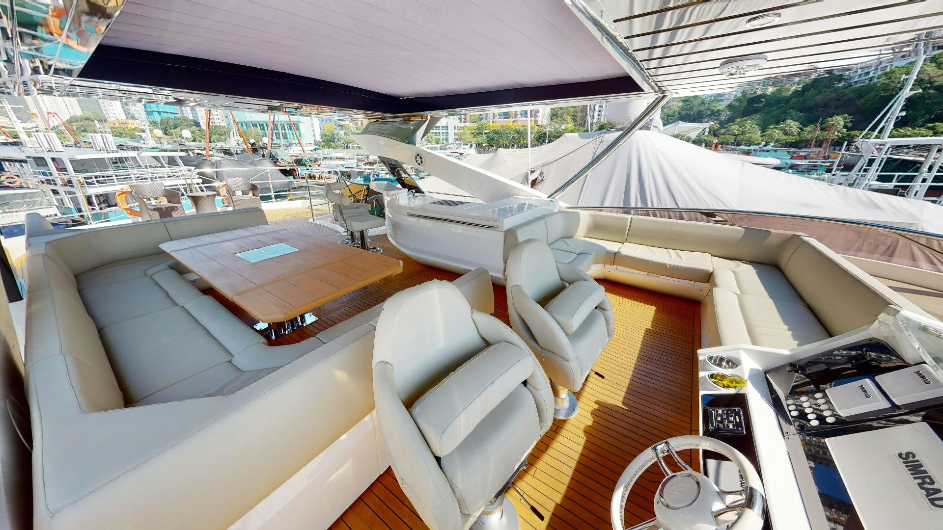 inside of a car aboard A & K Yacht for Sale