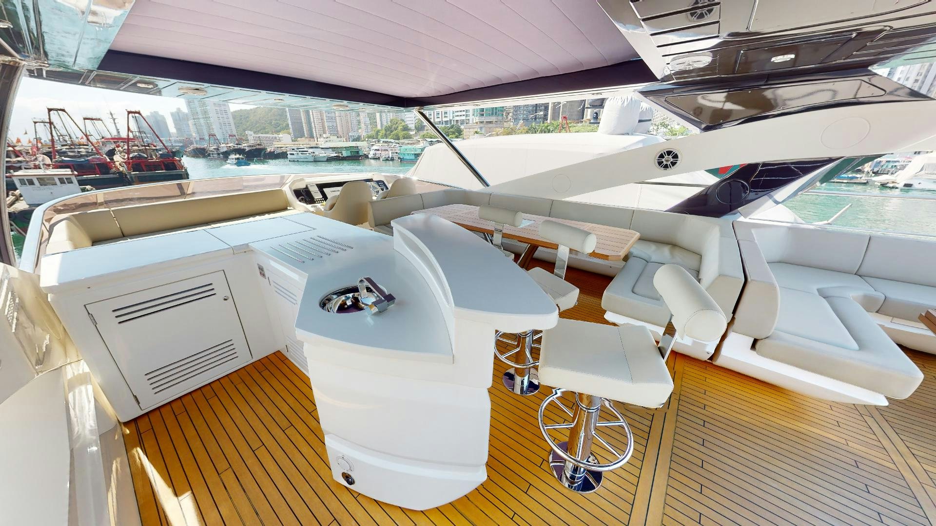 inside of a car aboard A & K Yacht for Sale