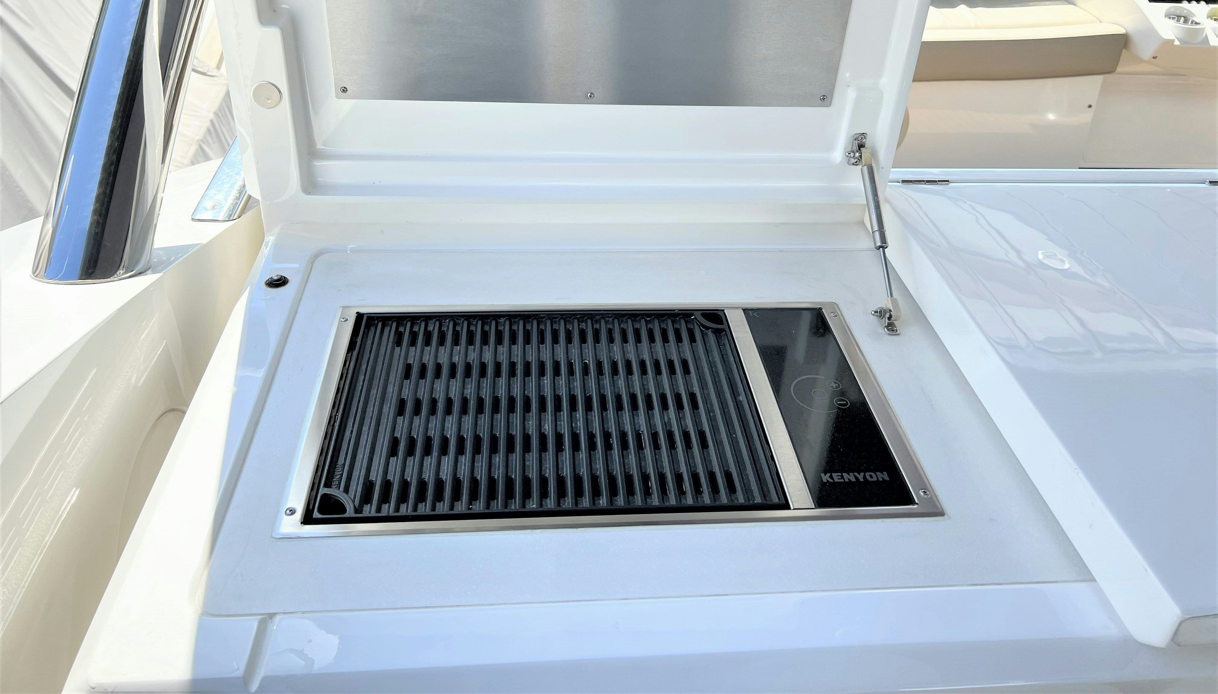 a white rectangular object with a black screen aboard A & K Yacht for Sale