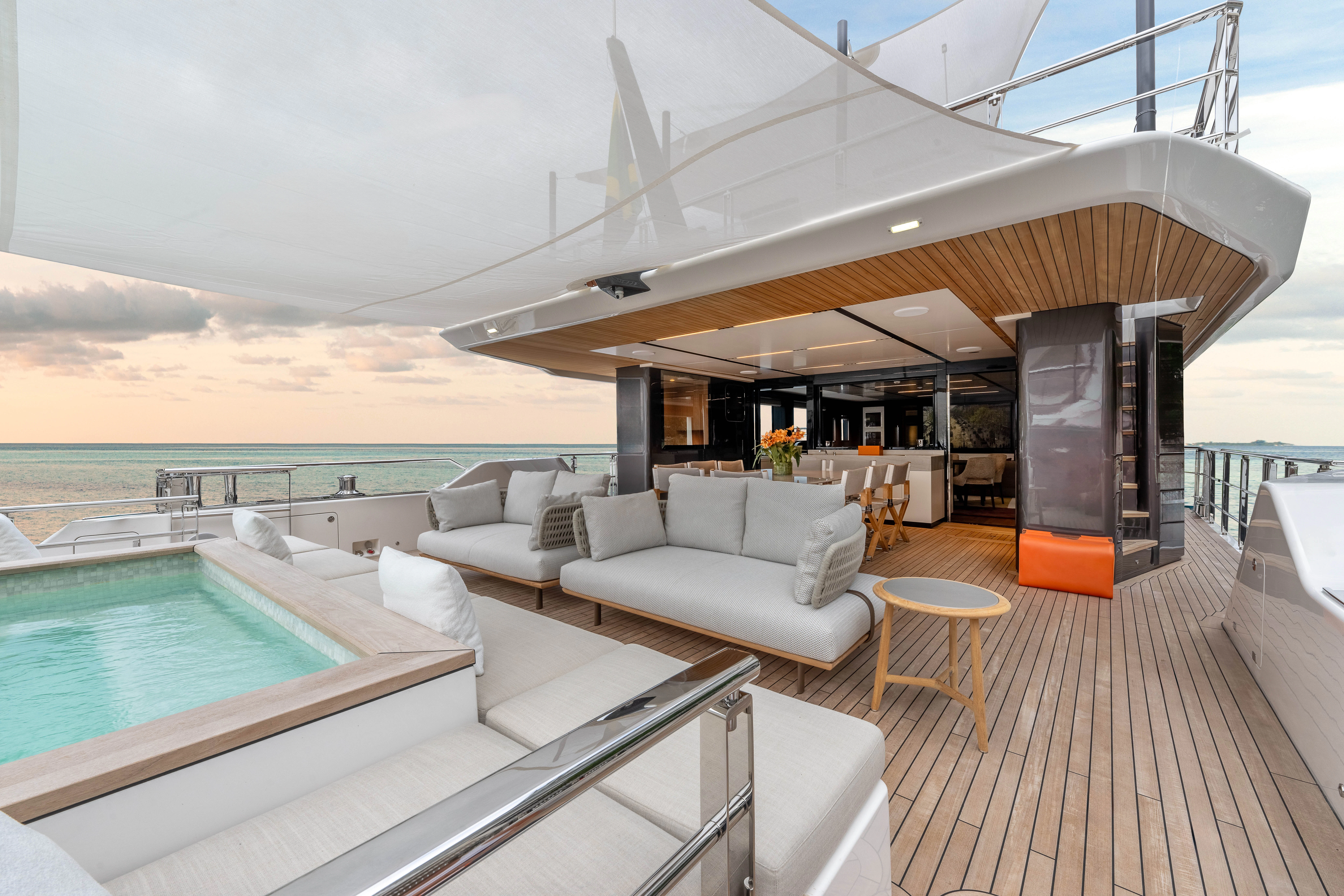 a large living room with a pool aboard ANDREIKA V Yacht for Charter