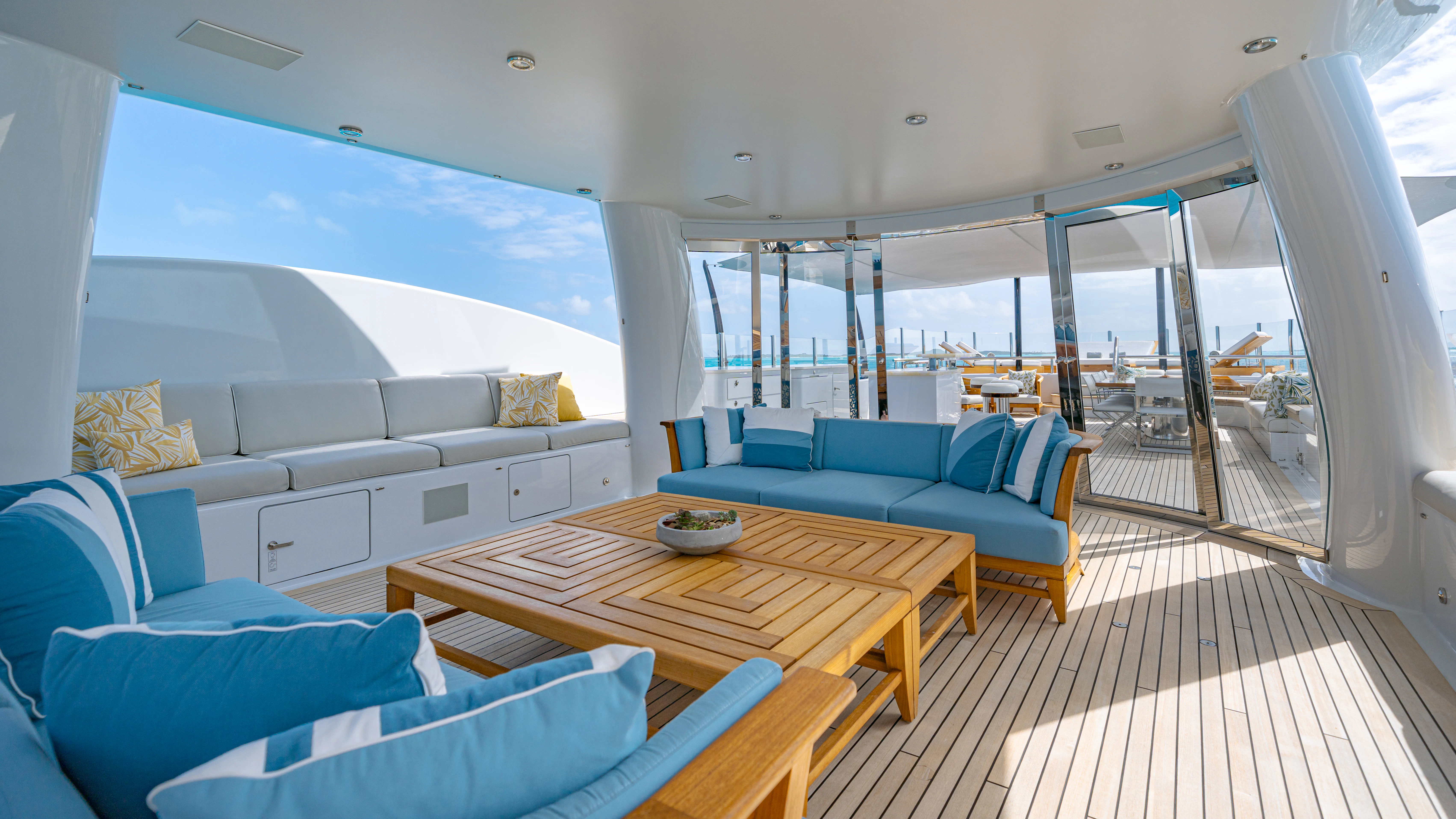 inside of a boat aboard REVELRY Yacht for Charter