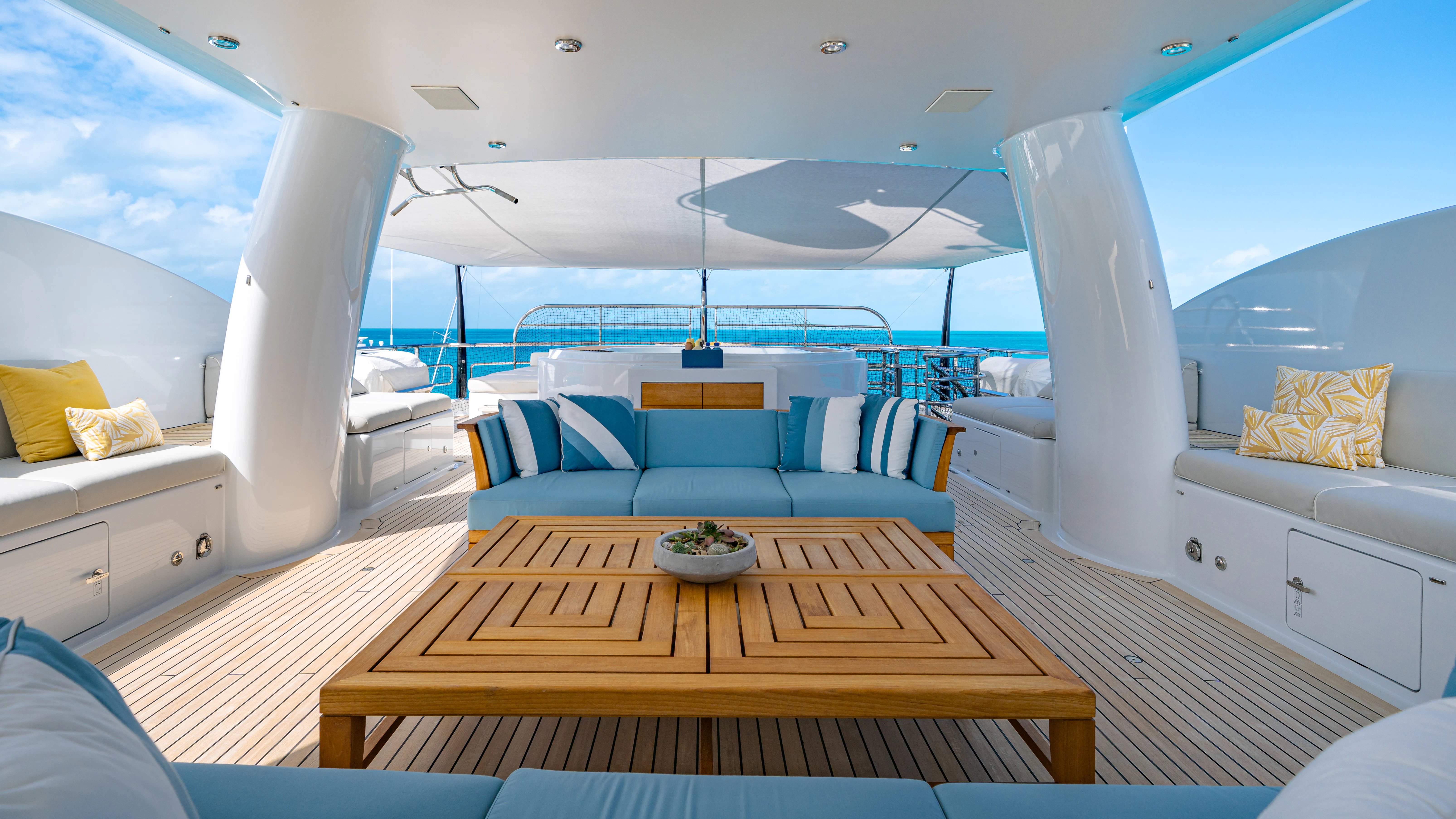 inside of a boat aboard REVELRY Yacht for Charter