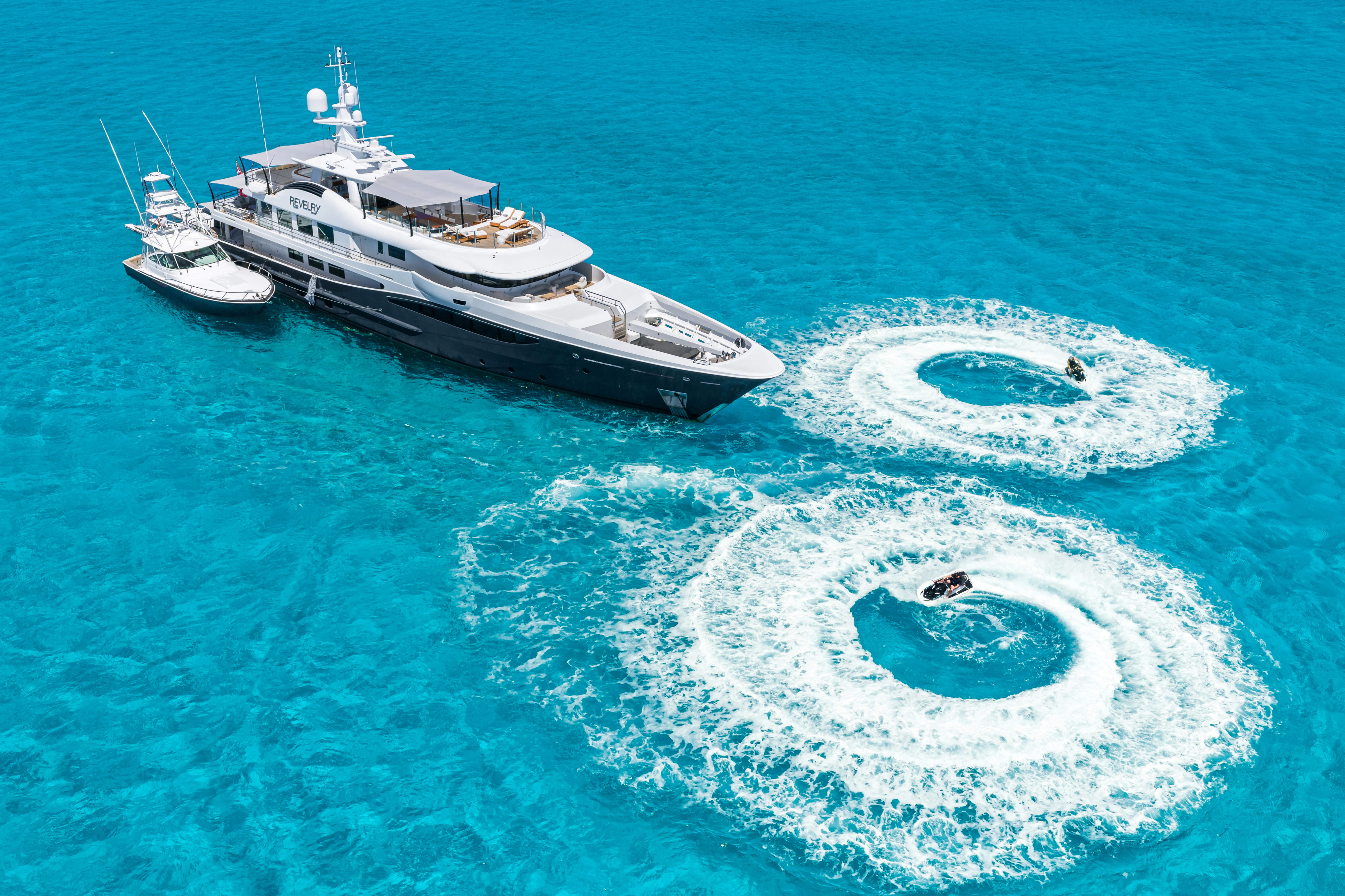 a ship in the water aboard REVELRY Yacht for Charter