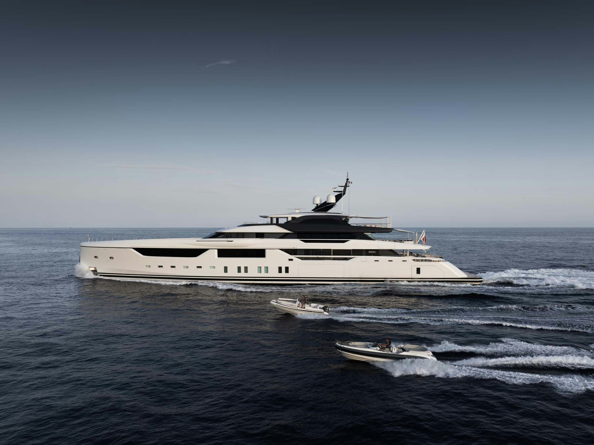 a large ship in the water aboard MALIA Yacht for Charter