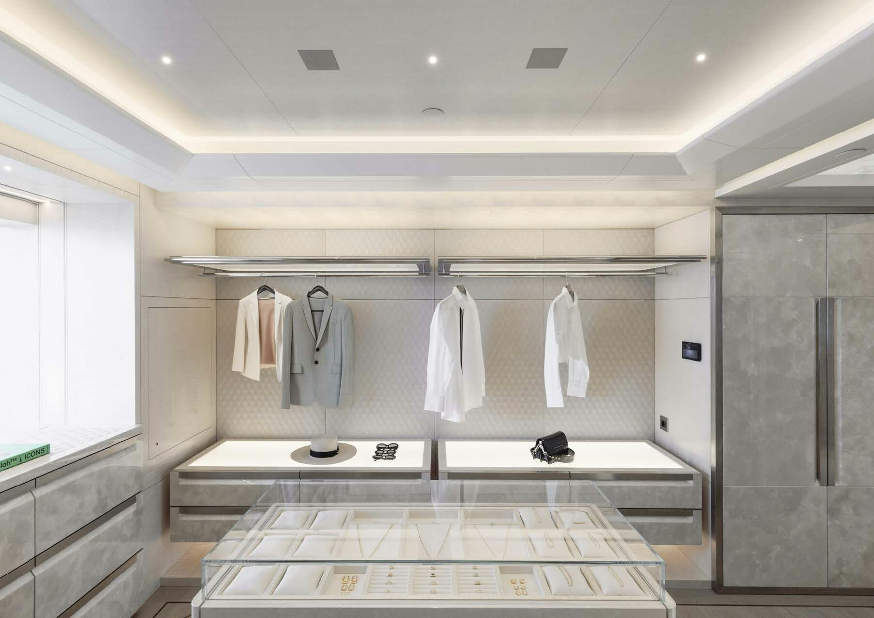 a bathroom with a tile floor aboard H3 Yacht for Sale