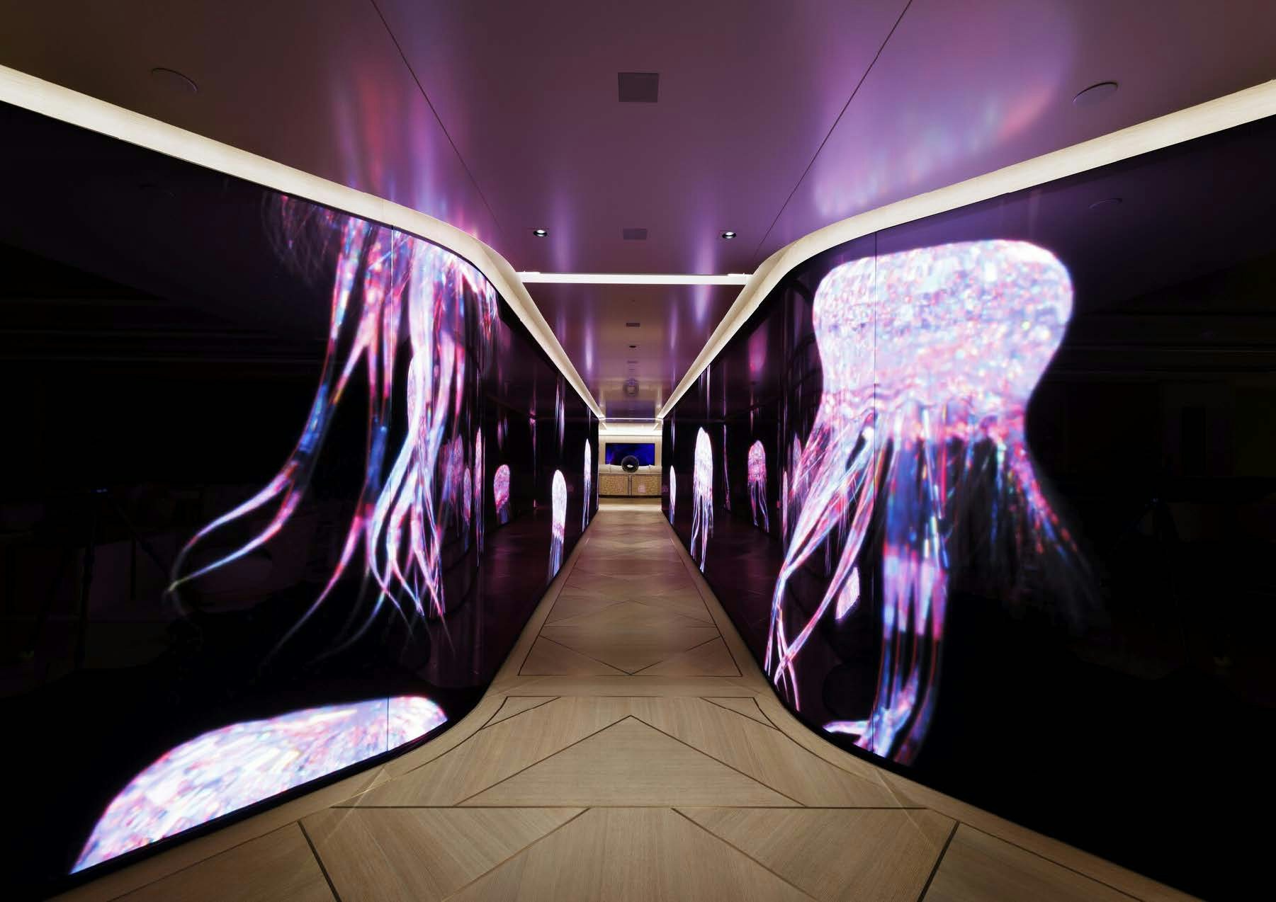 a tunnel with lights aboard H3 Yacht for Sale