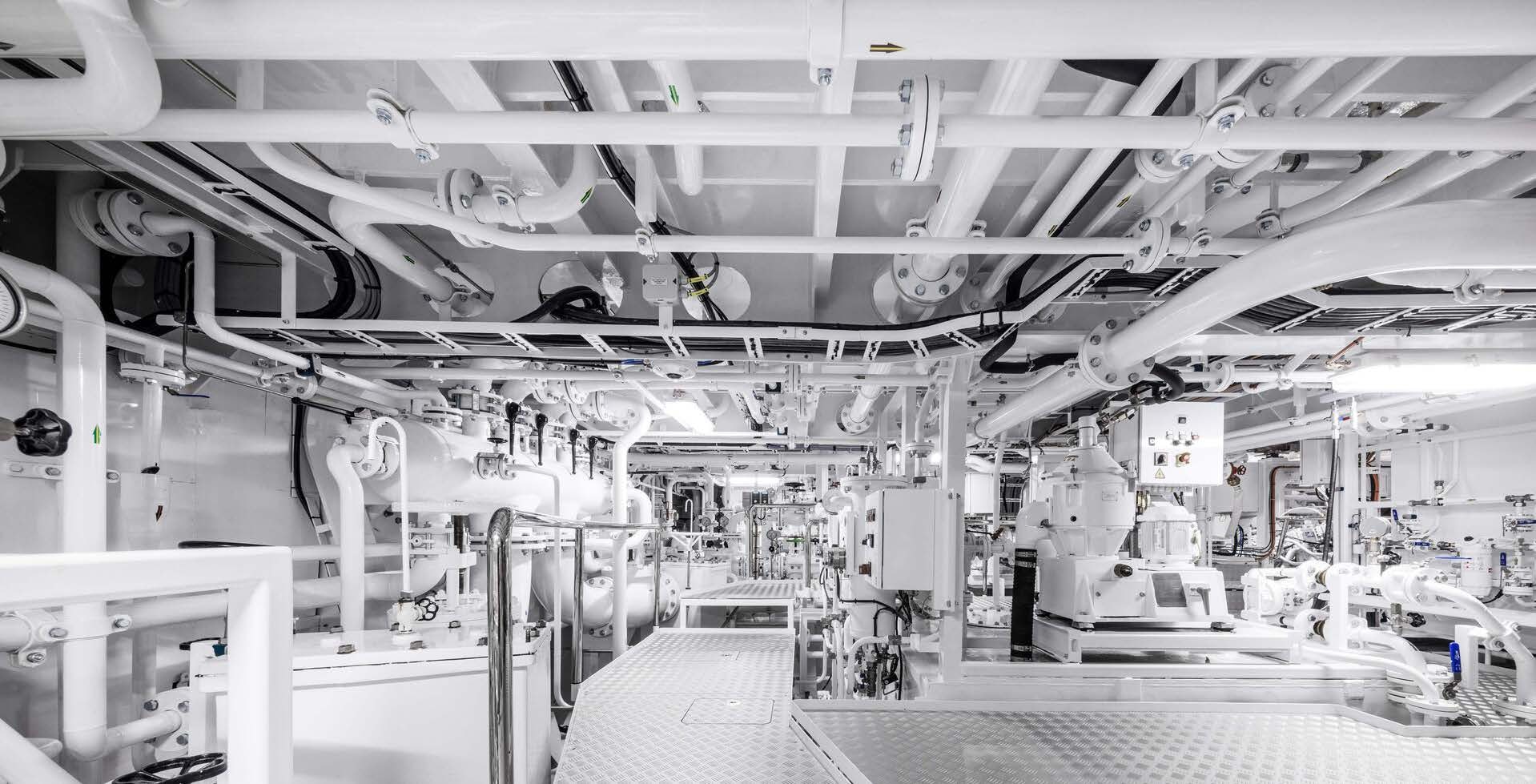 a room with machinery aboard H3 Yacht for Sale