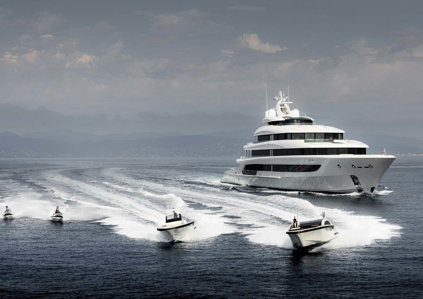 a group of boats on the water aboard H3 Yacht for Sale