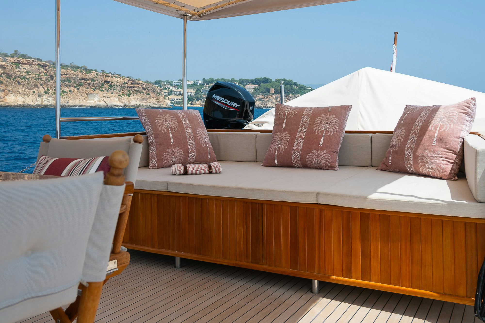 a bed with pillows and pillows aboard BLACK PEPPER Yacht for Sale