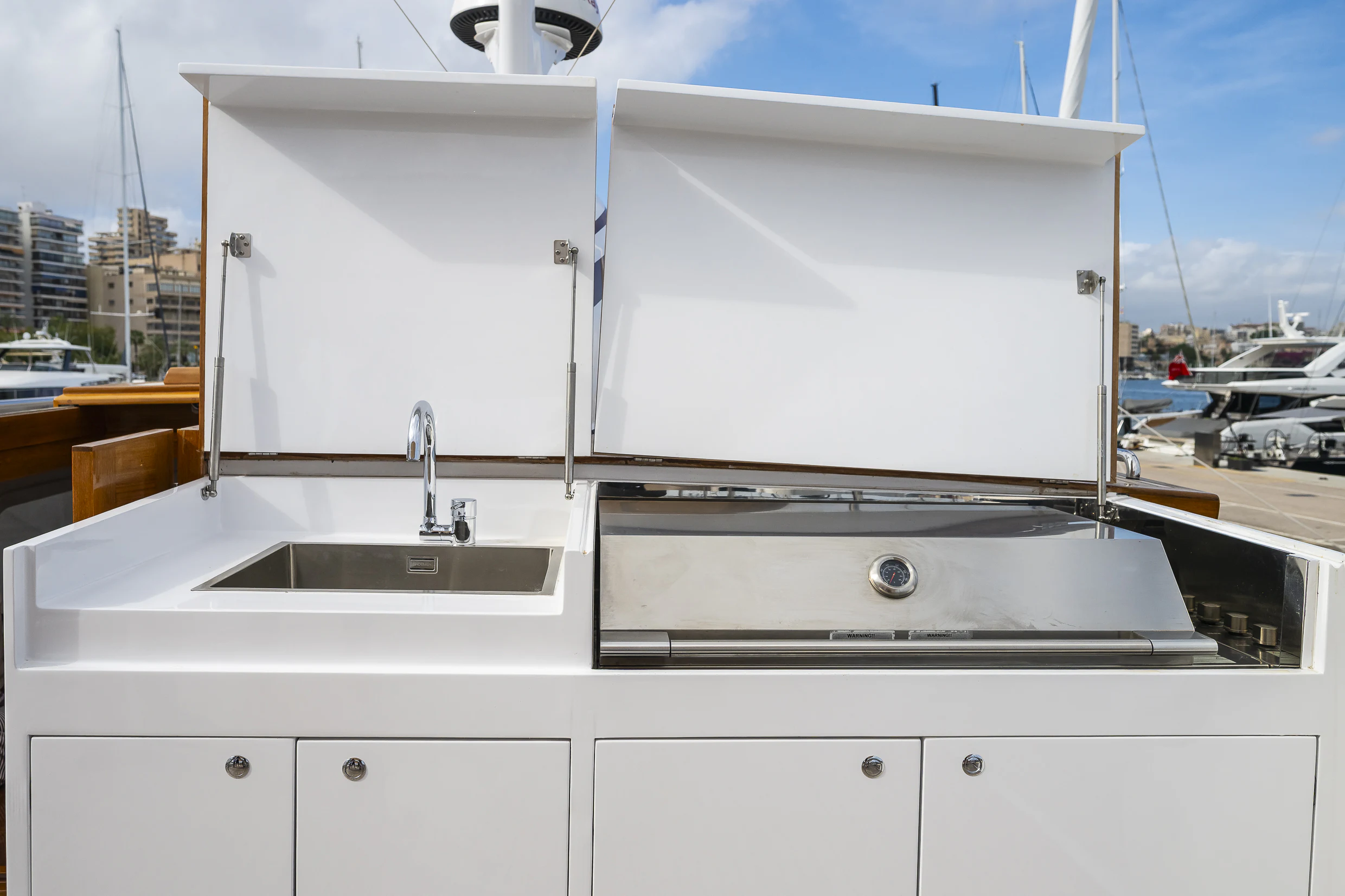 a white rectangular object with a sink aboard BLACK PEPPER Yacht for Sale