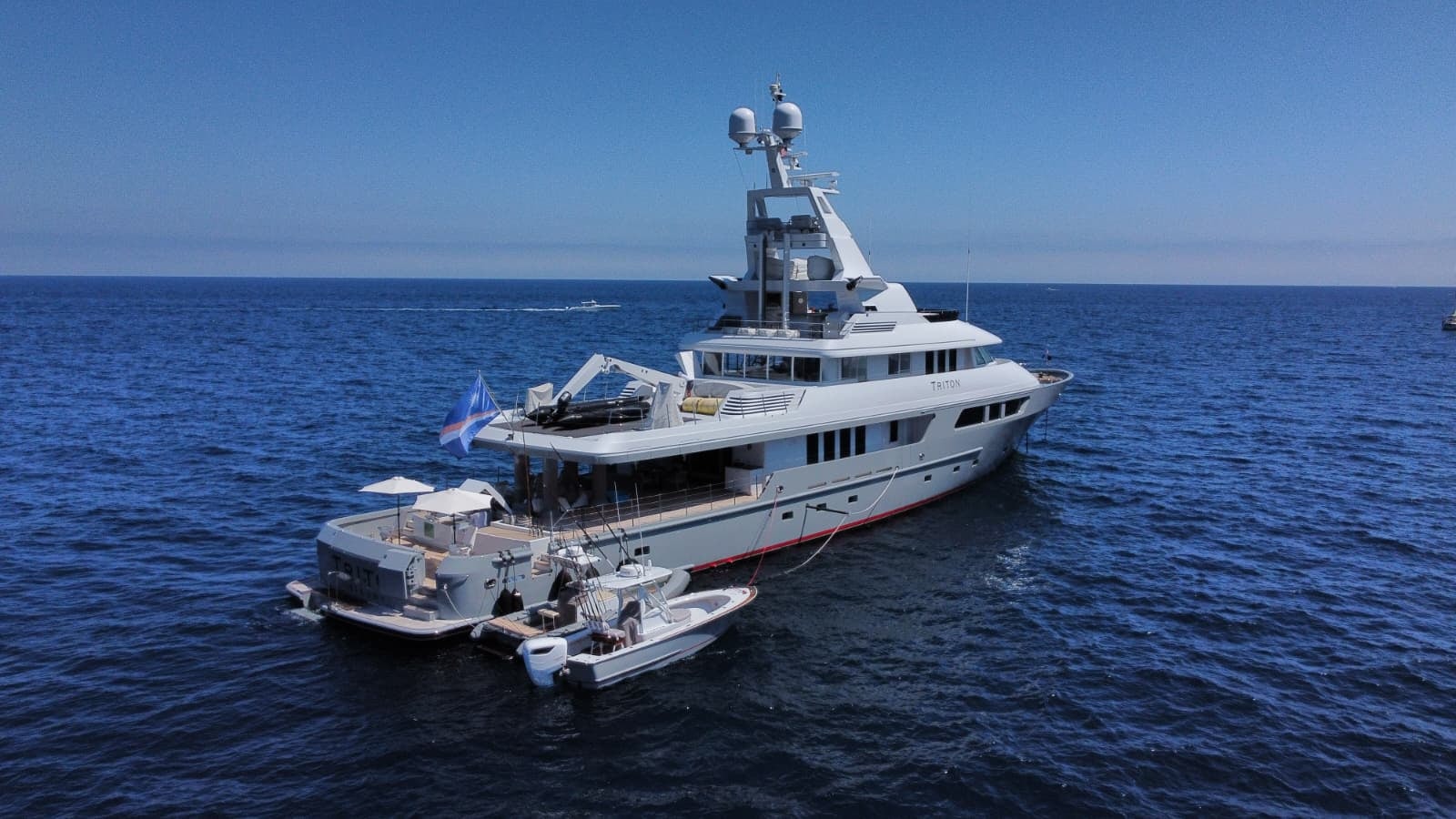 a boat in the water aboard TRITON Yacht for Charter