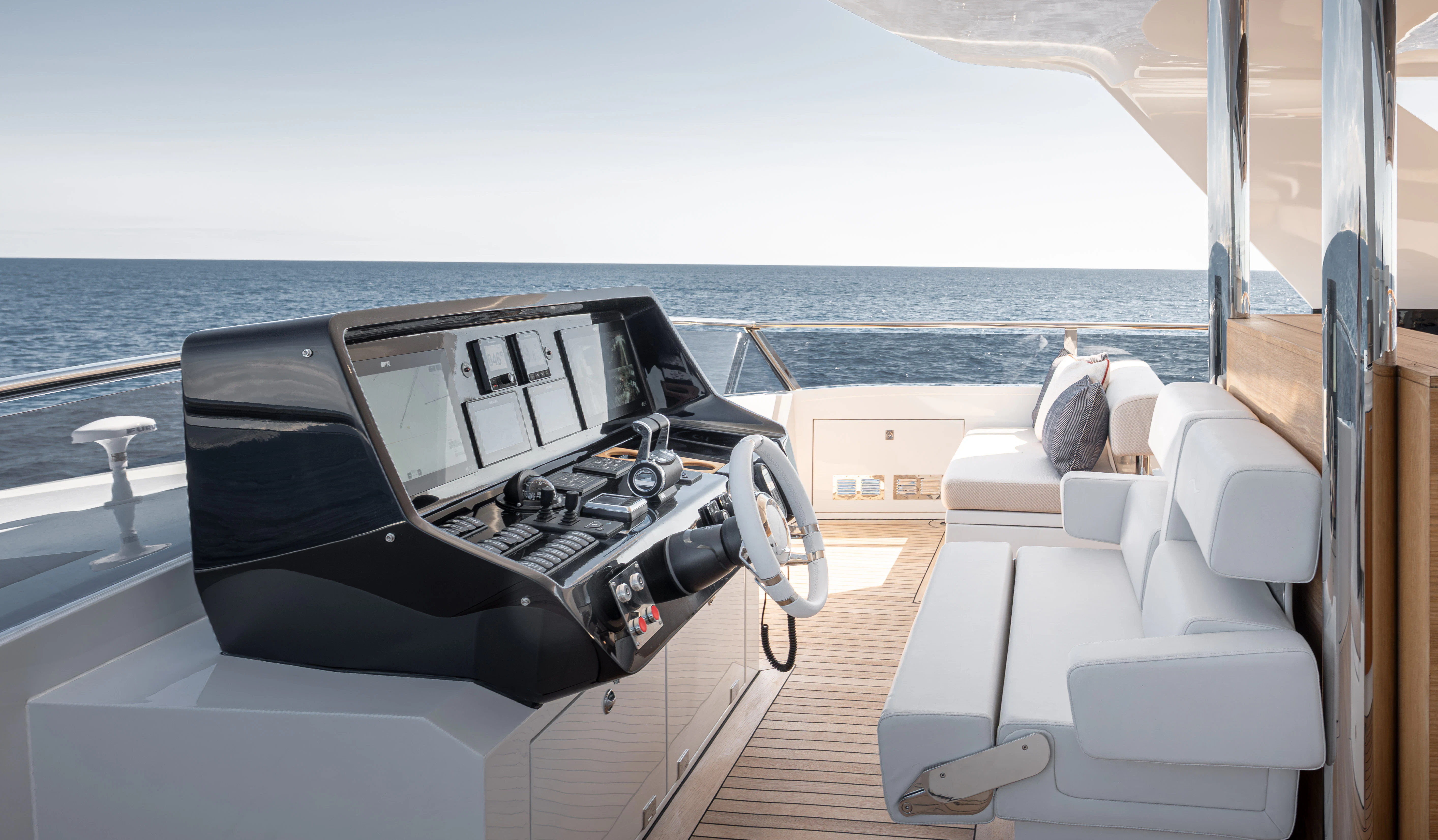 the inside of a car aboard ORPHEUS Yacht for Sale