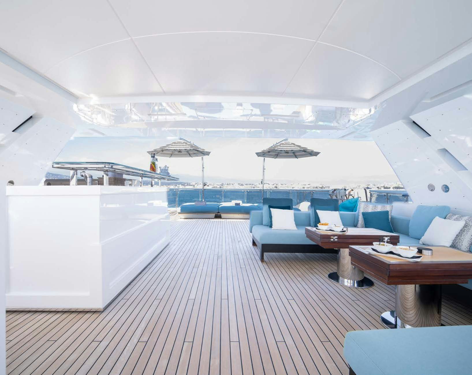 a room with a large open roof aboard CHARADE Yacht for Charter