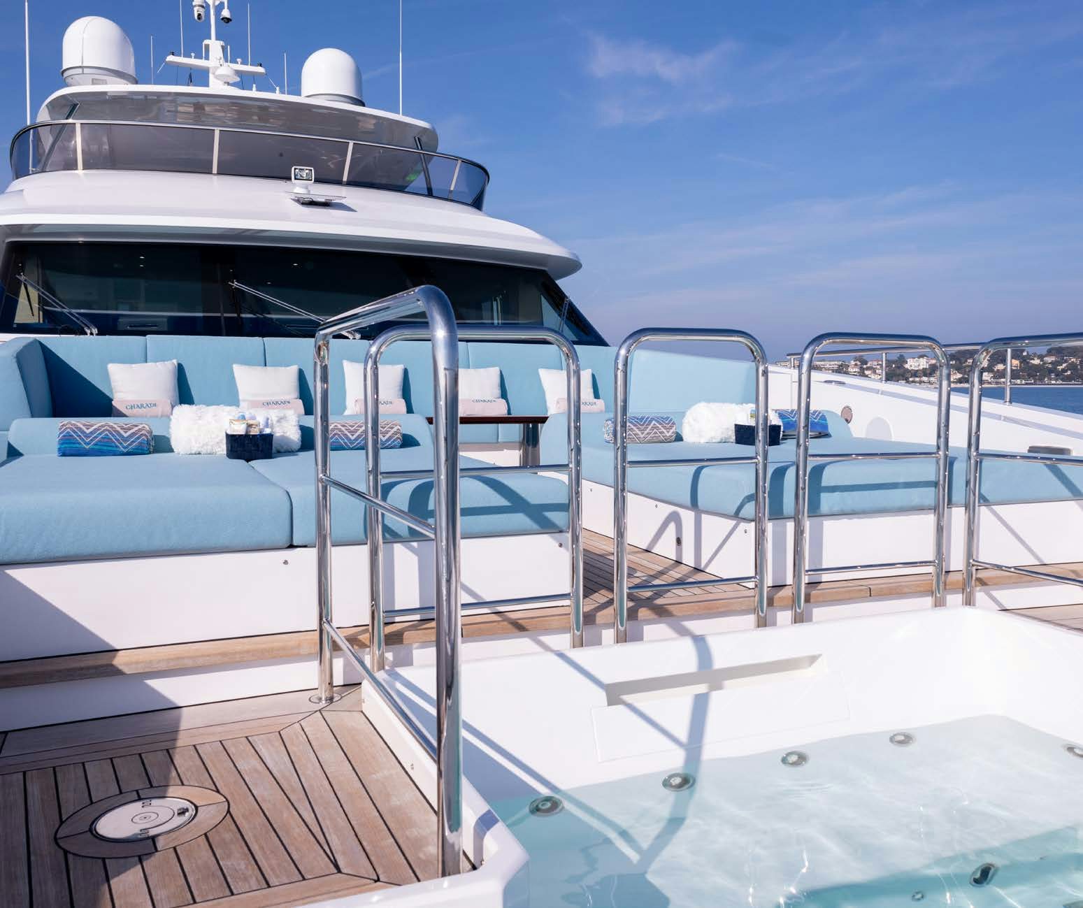 a boat on the water aboard CHARADE Yacht for Charter