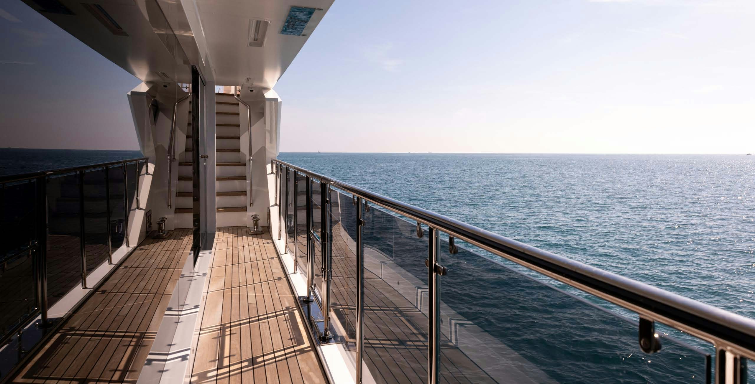 a deck overlooking the ocean aboard CHARADE Yacht for Charter