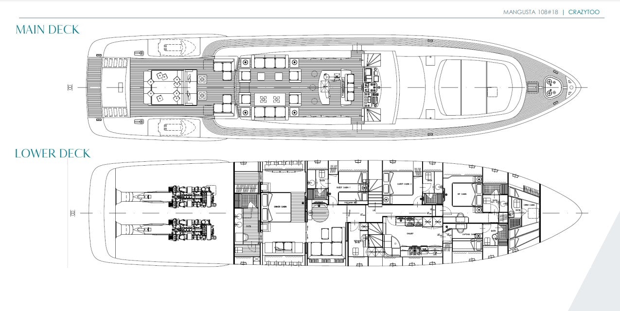 diagram, engineering drawing aboard TOTAL Yacht for Sale