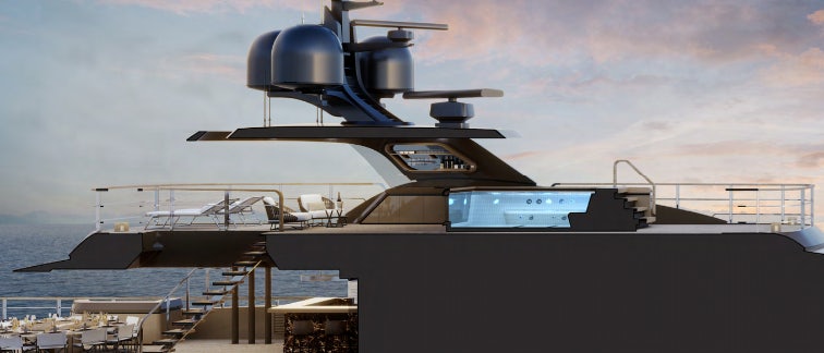 a large ship on a deck aboard RAJA Yacht for Charter