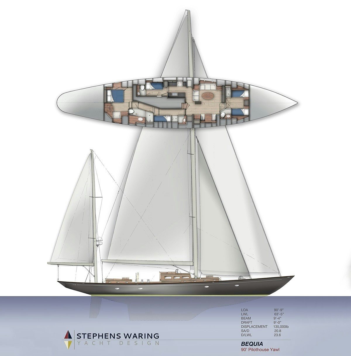 a model of a building aboard BEQUIA Yacht for Sale