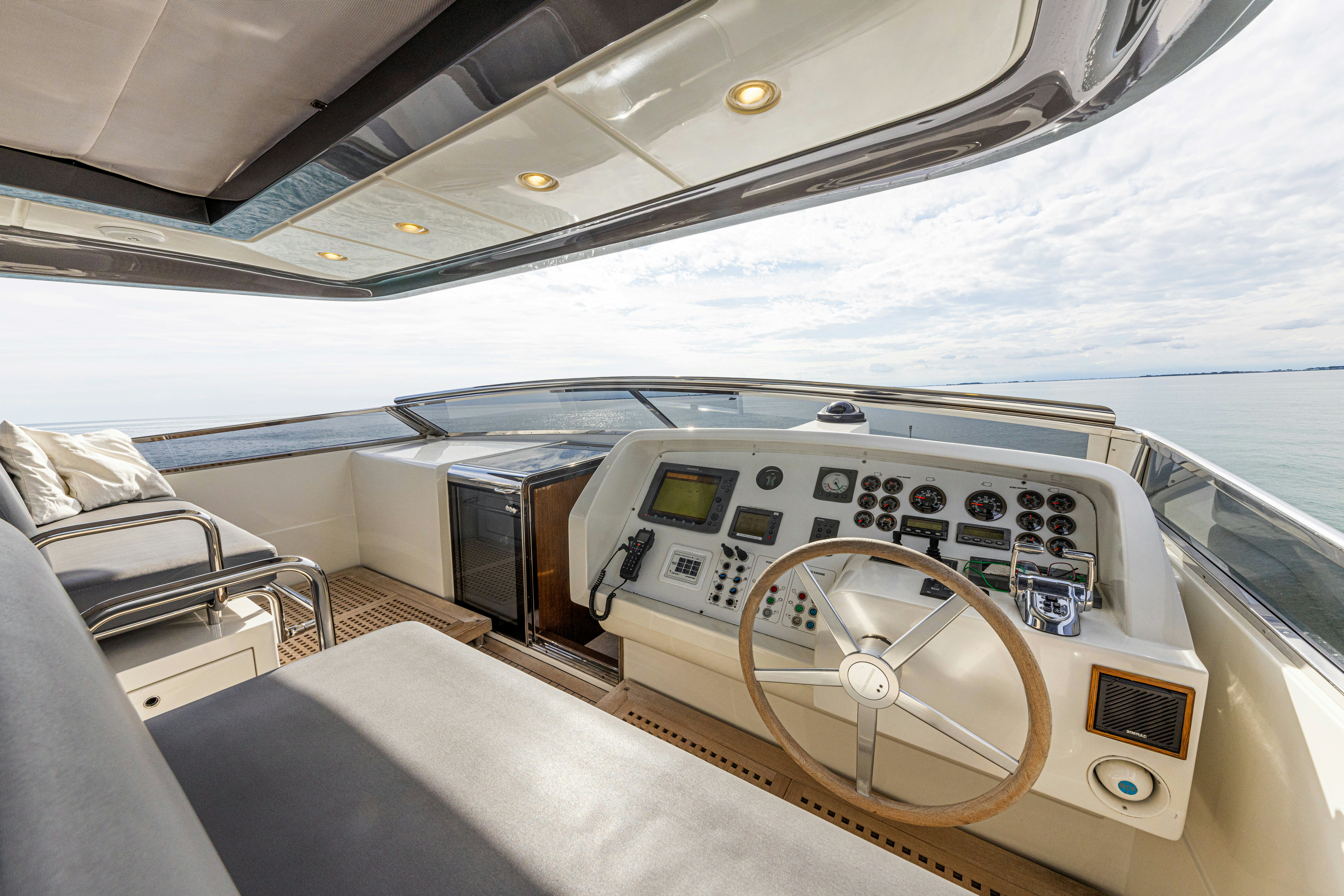 inside of a car aboard TAURO Yacht for Sale
