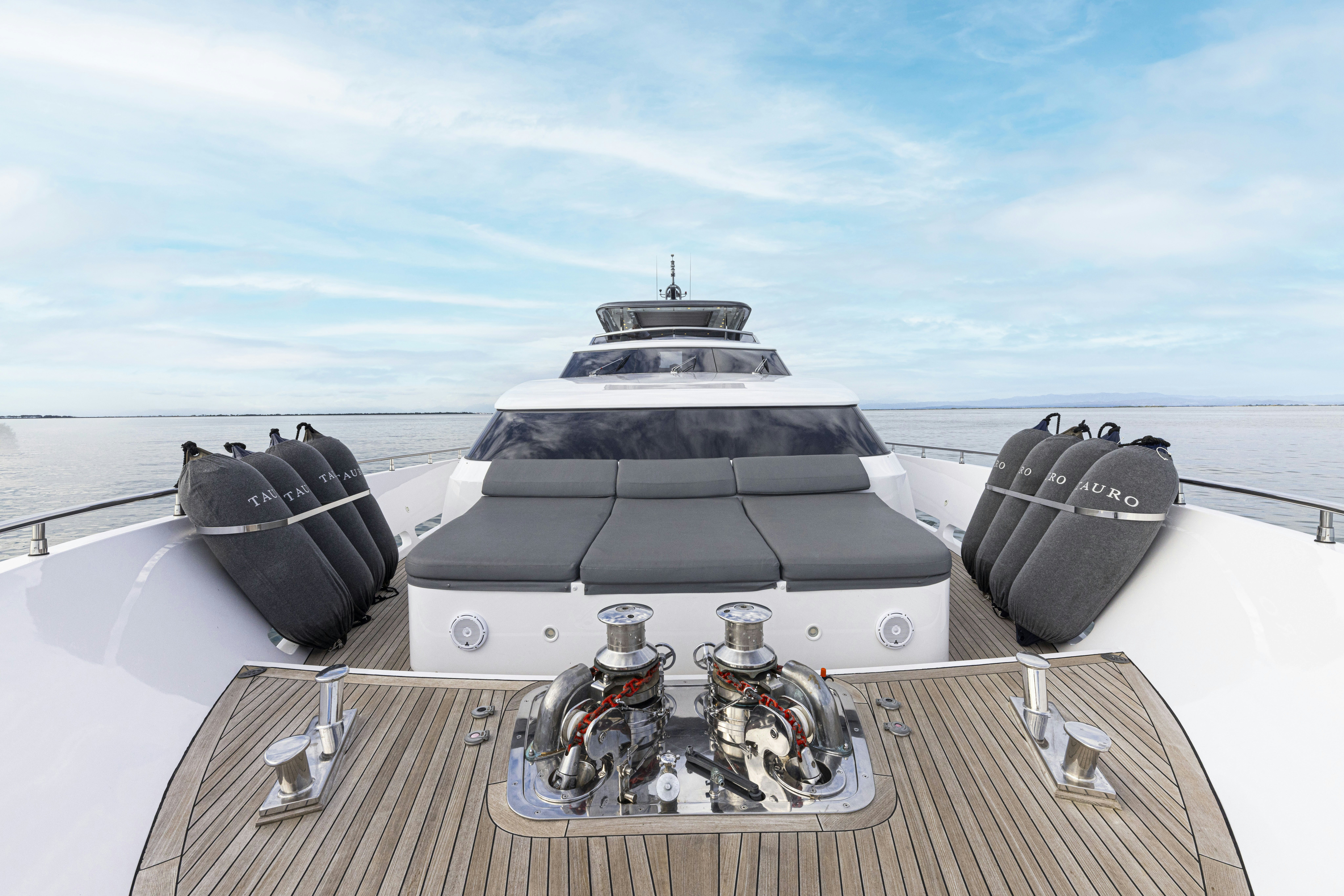 a boat on a deck aboard TAURO Yacht for Sale