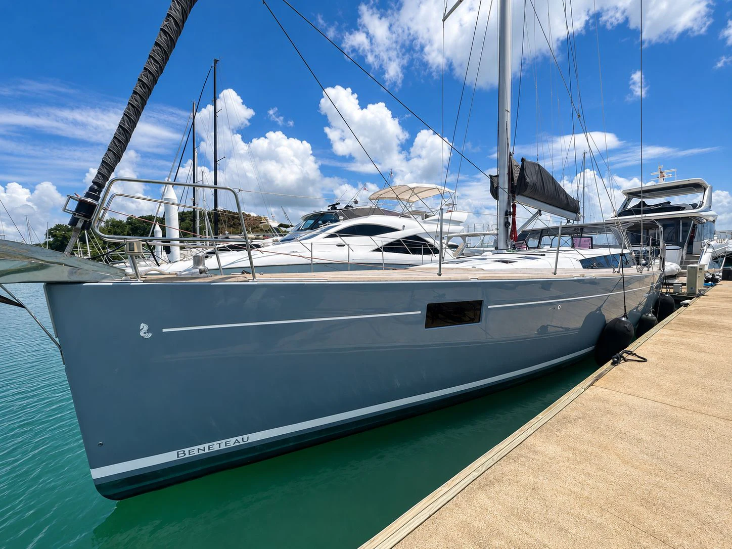a boat docked at a pier aboard IMPERIA Yacht for Sale