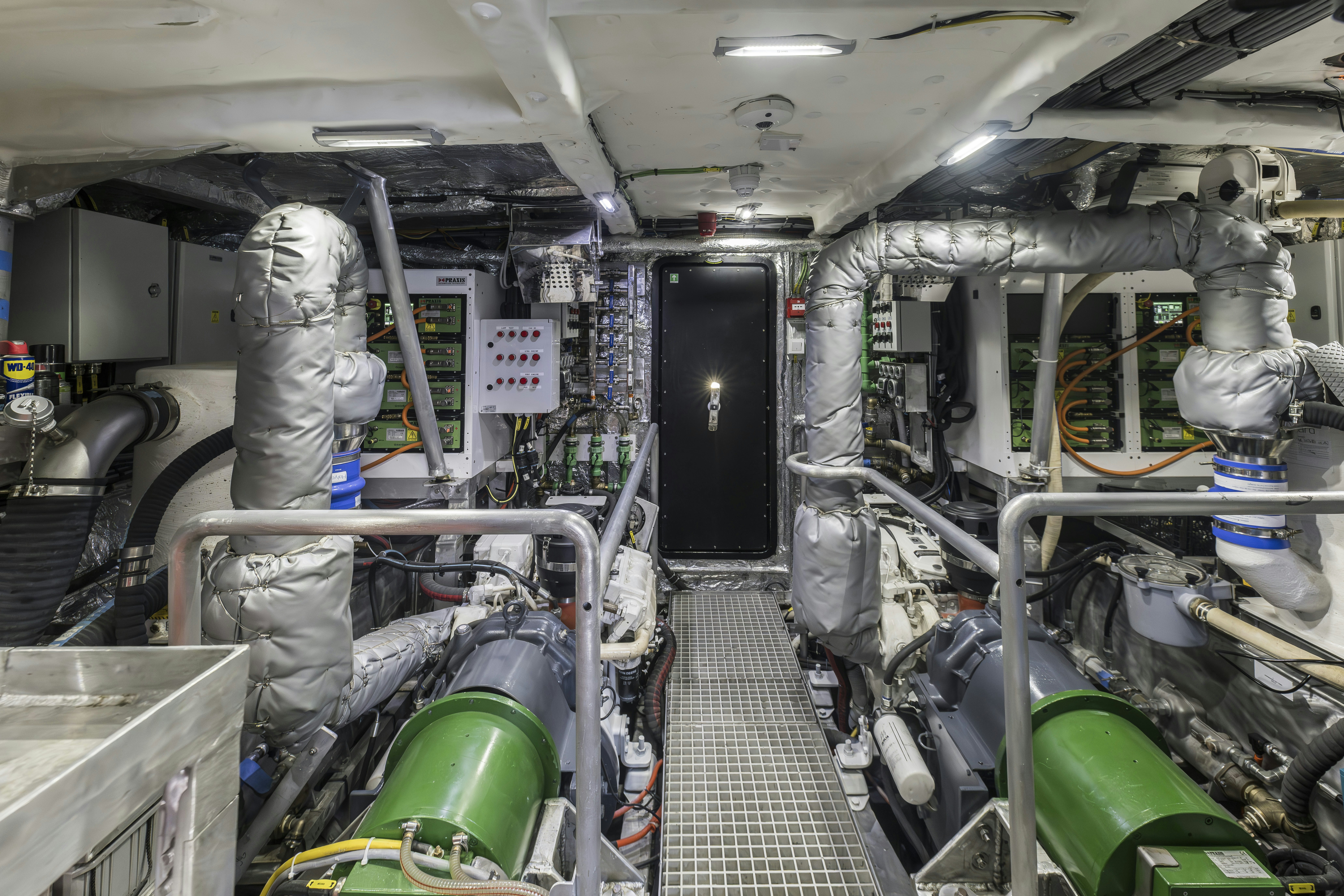 a room with machinery and machinery aboard VANGUARD Yacht for Sale