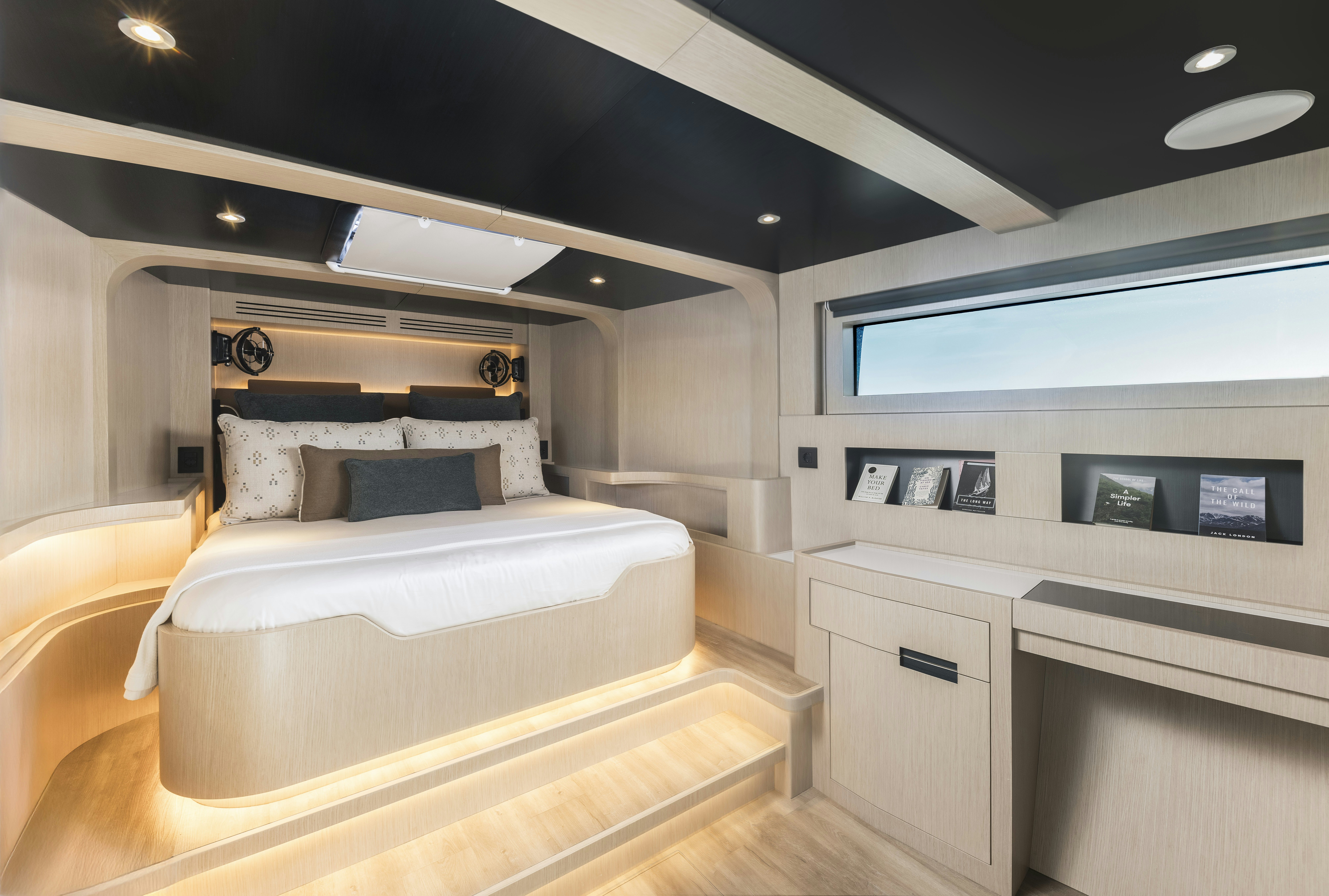 a bed in a room aboard VANGUARD Yacht for Sale