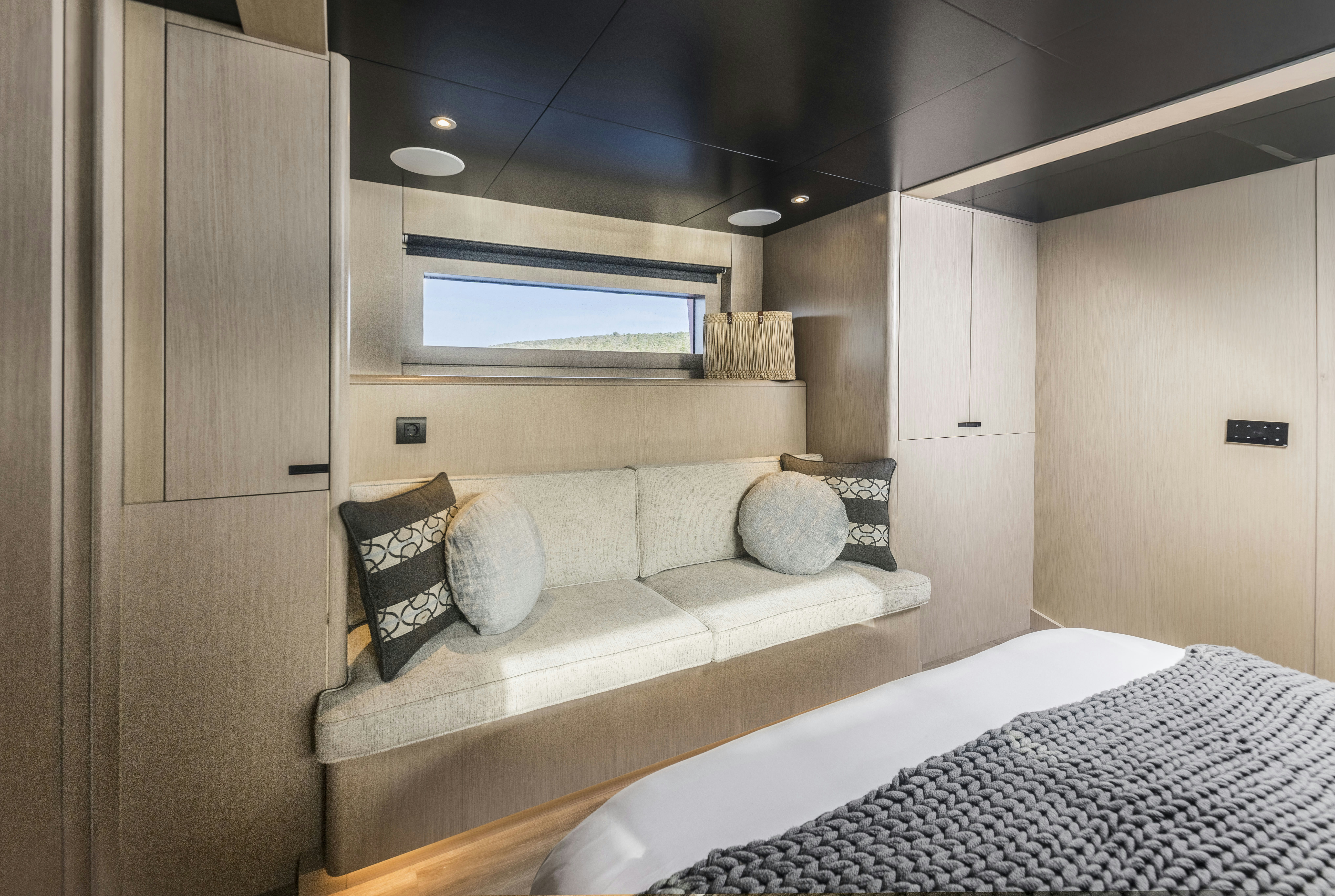 a bed in a room aboard VANGUARD Yacht for Sale