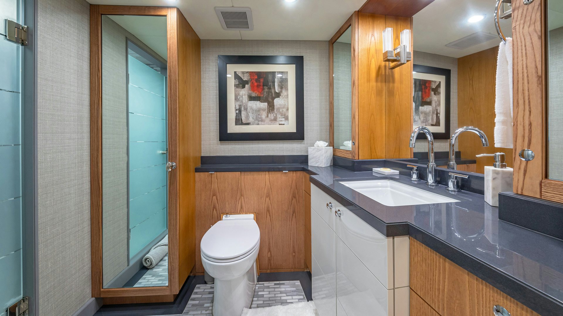 a bathroom with a sink and a toilet aboard MARGATE Yacht for Sale