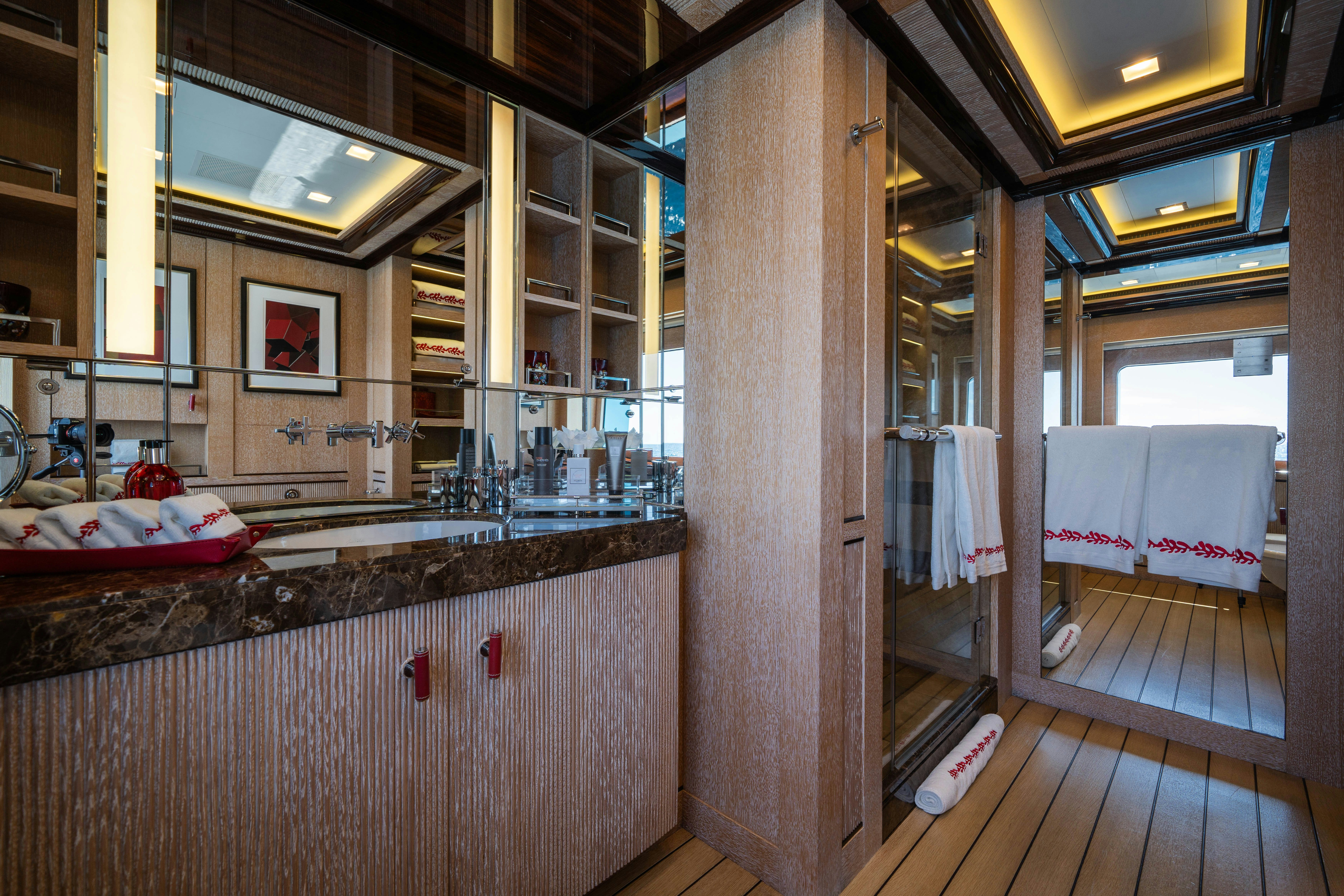 a kitchen with a large sink aboard AXIOMA Yacht for Sale