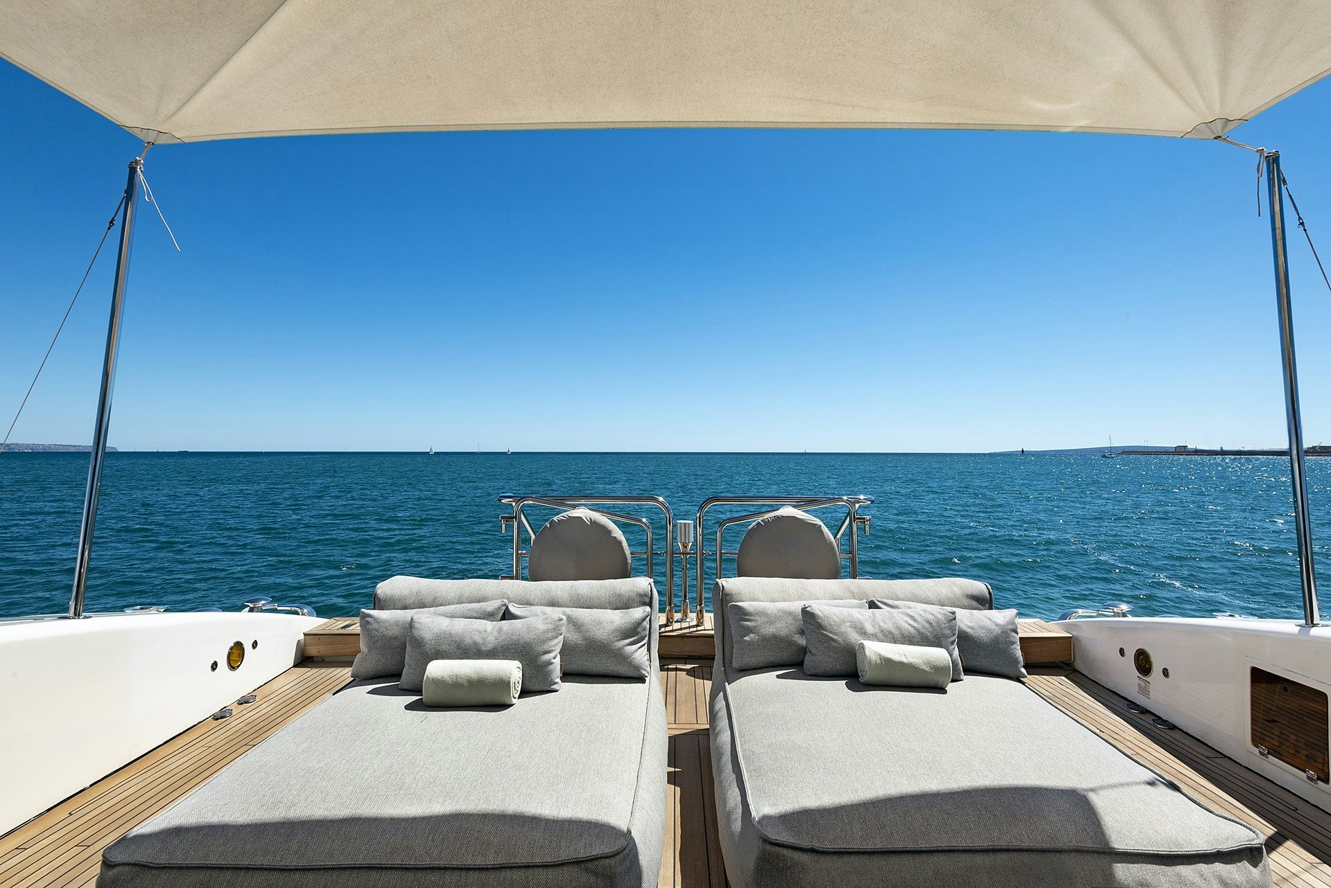 a boat on the water aboard MRS GREY Yacht for Charter