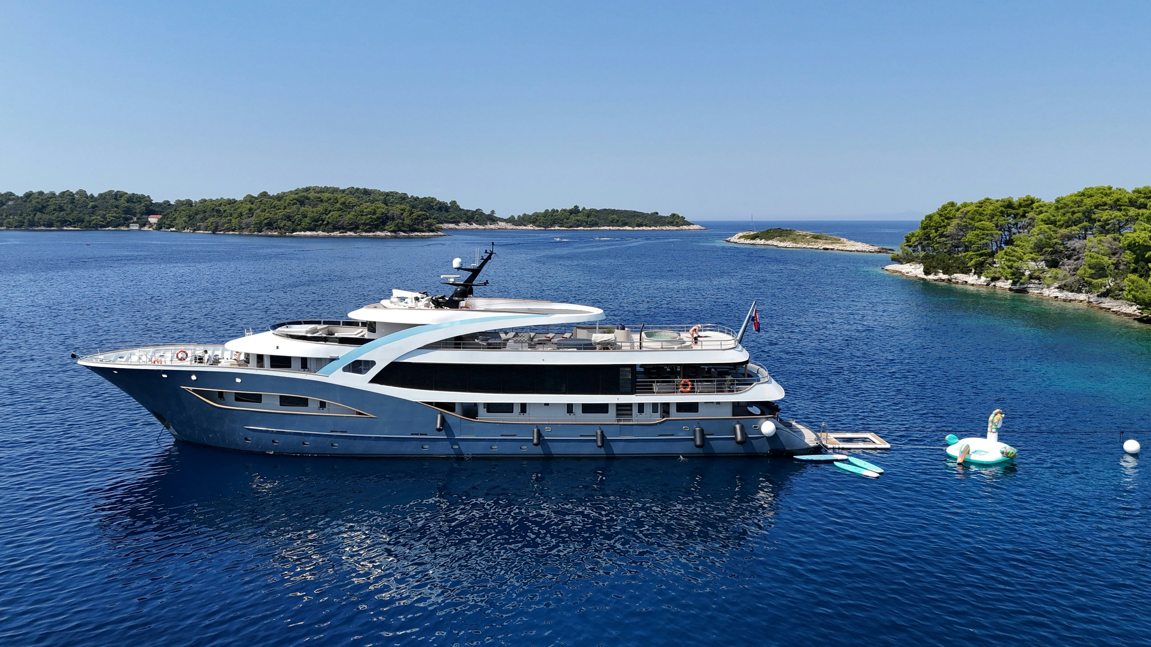 a boat in the water aboard BELLA Yacht for Charter