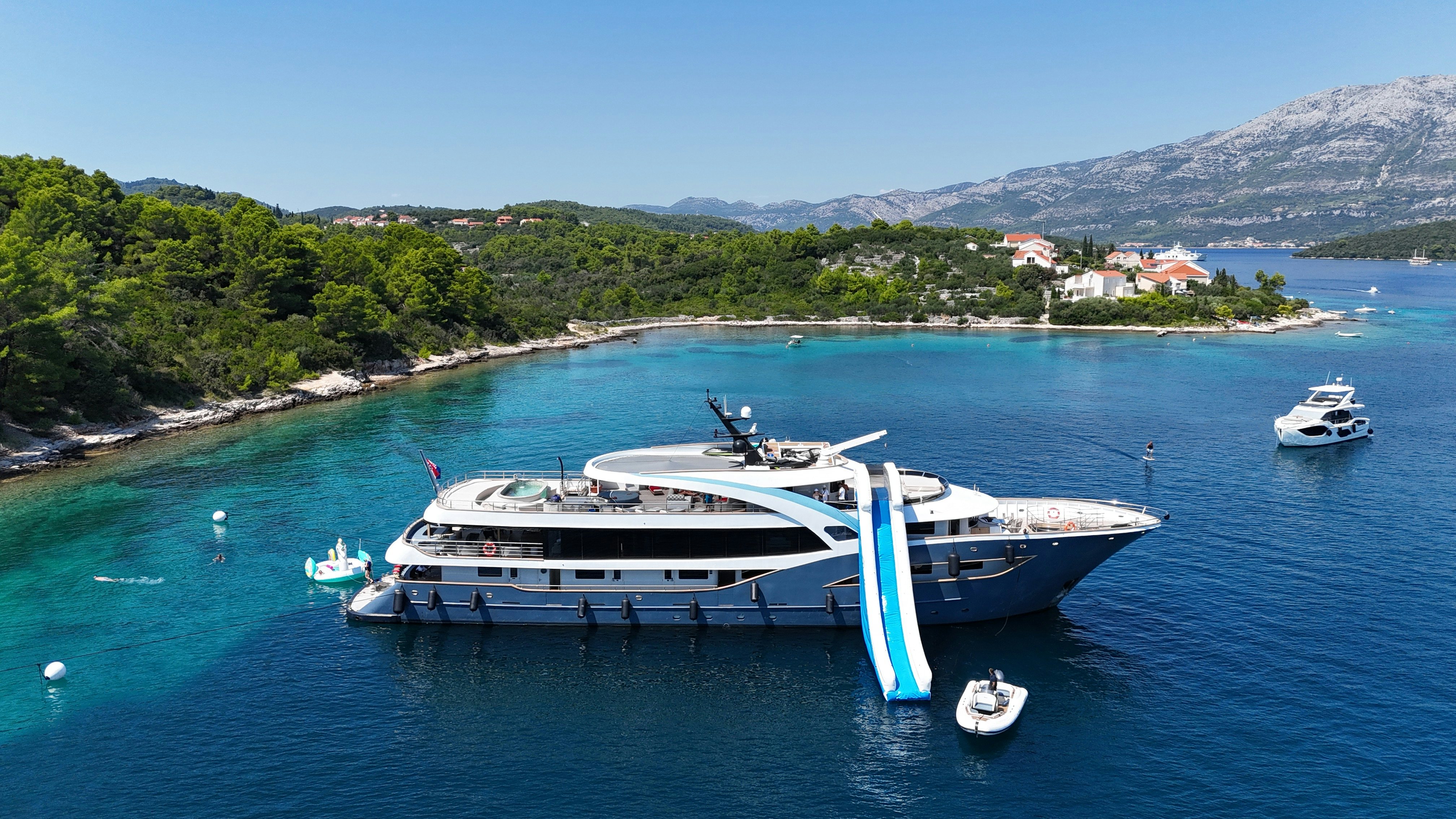 a boat in the water aboard BELLA Yacht for Charter