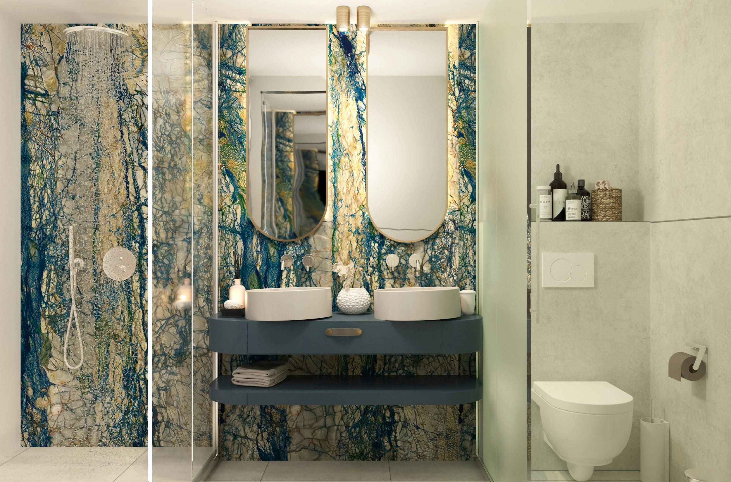 a bathroom with a sink and a mirror aboard BELLA Yacht for Charter