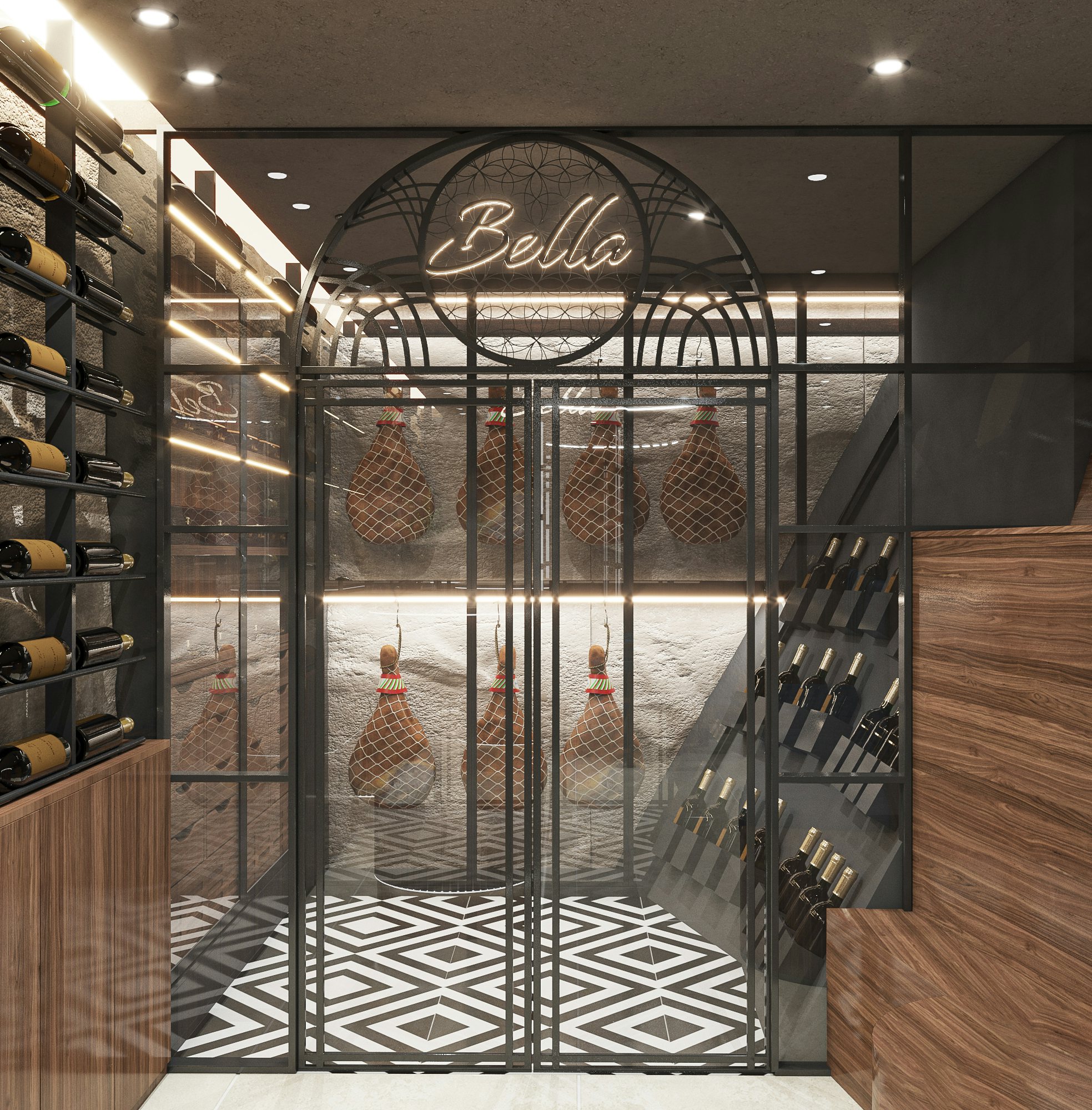 a glass display case aboard BELLA Yacht for Charter