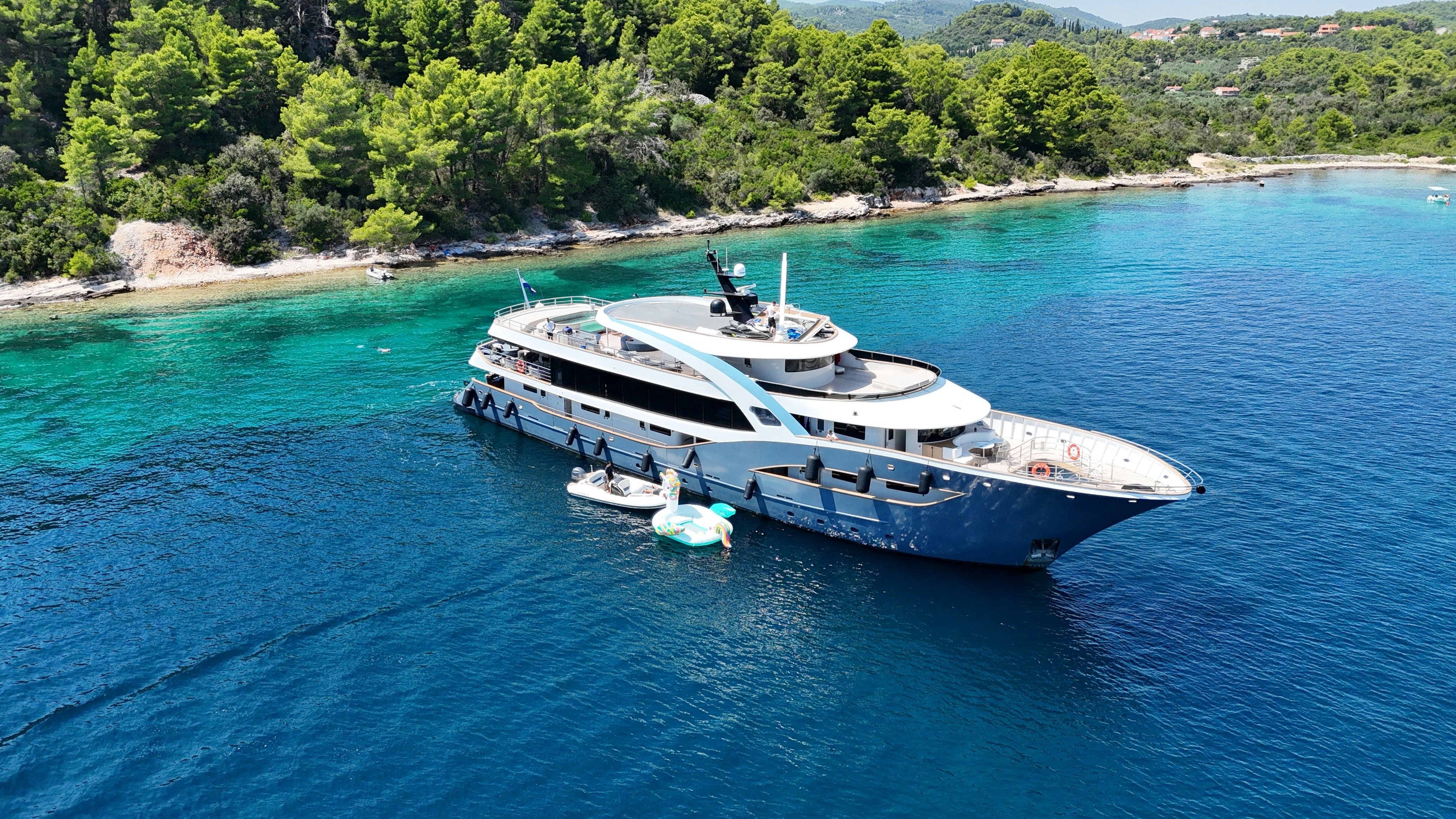 a boat on the water aboard BELLA Yacht for Charter