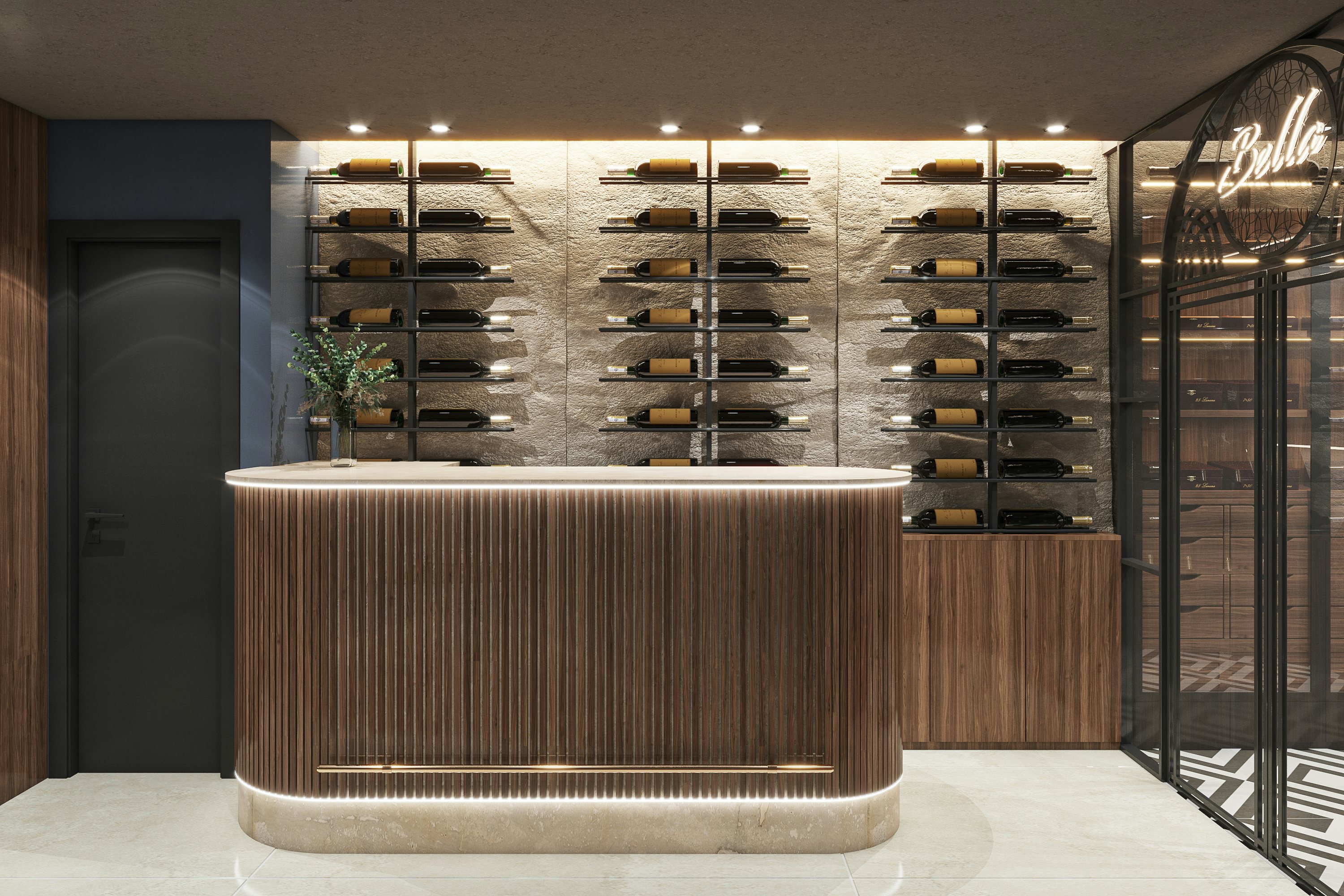 a room with a large white table aboard BELLA Yacht for Charter