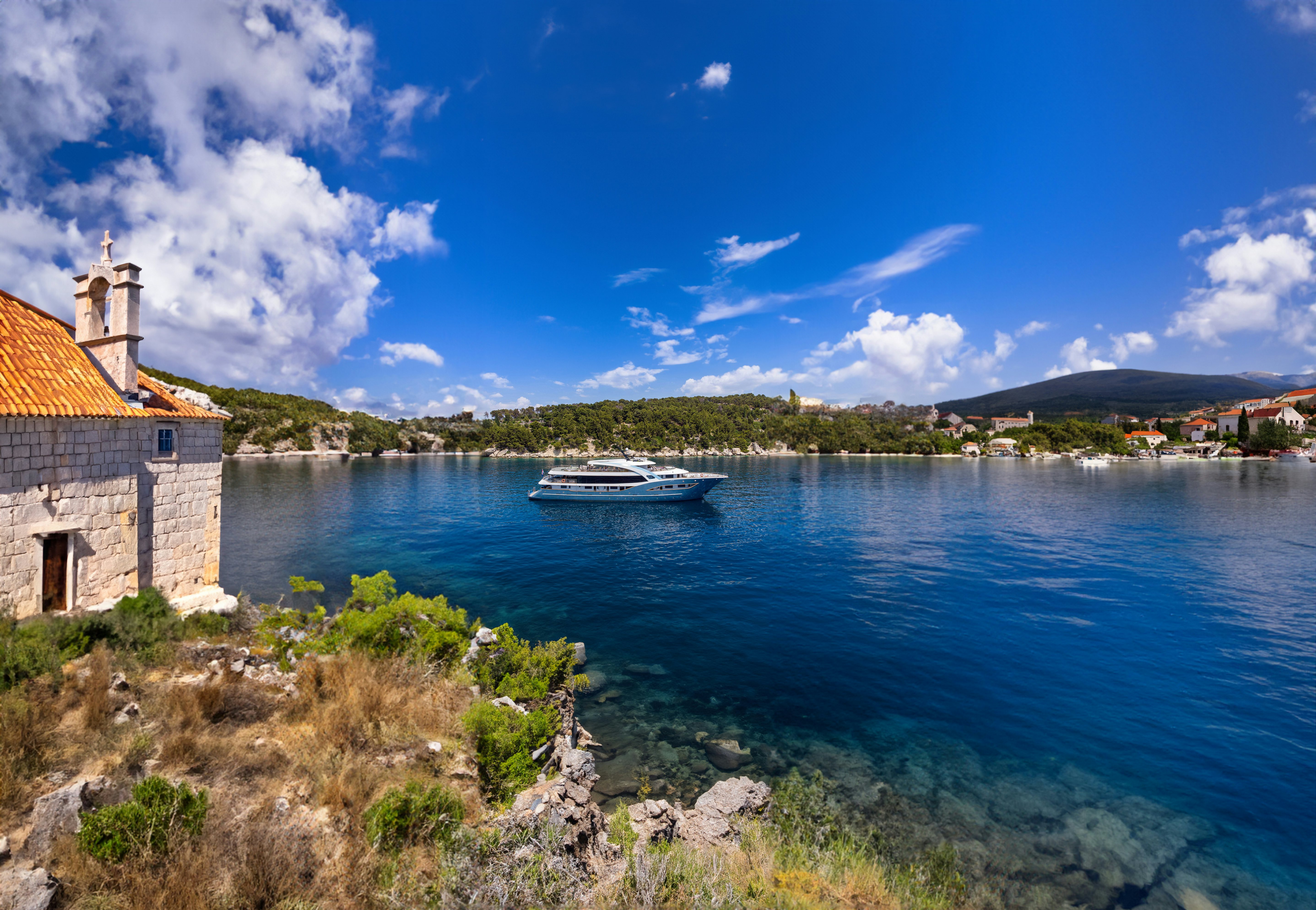 a boat on the water aboard BELLA Yacht for Charter