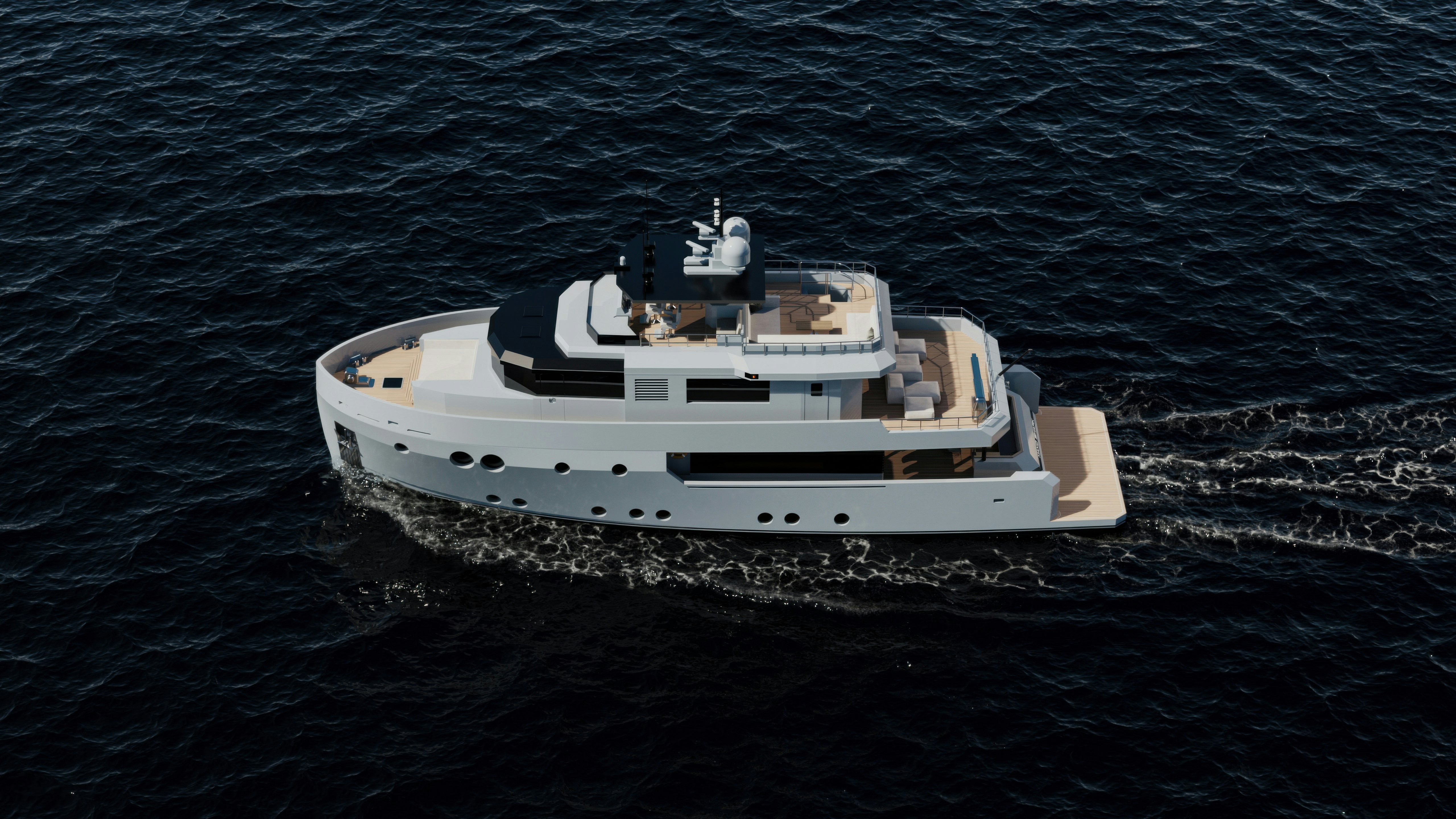 a ship in the water aboard PROJECT MAKO SHARK Yacht for Sale